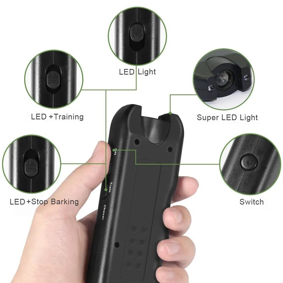 Ultrasonic Dog Repeller Anti Barking Dog Training Device MT-650 - Black