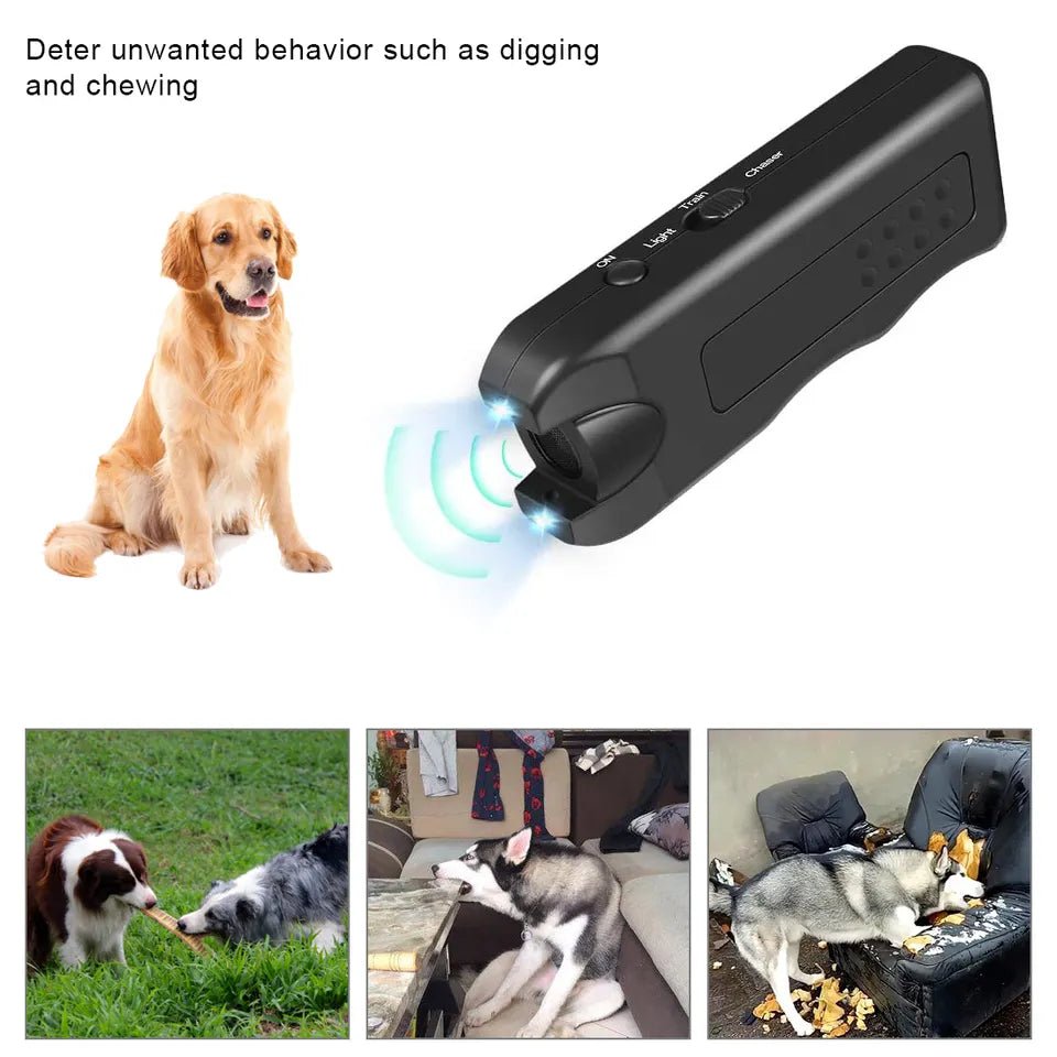 Ultrasonic Dog Repeller Anti Barking Dog Training Device MT-650 - Black