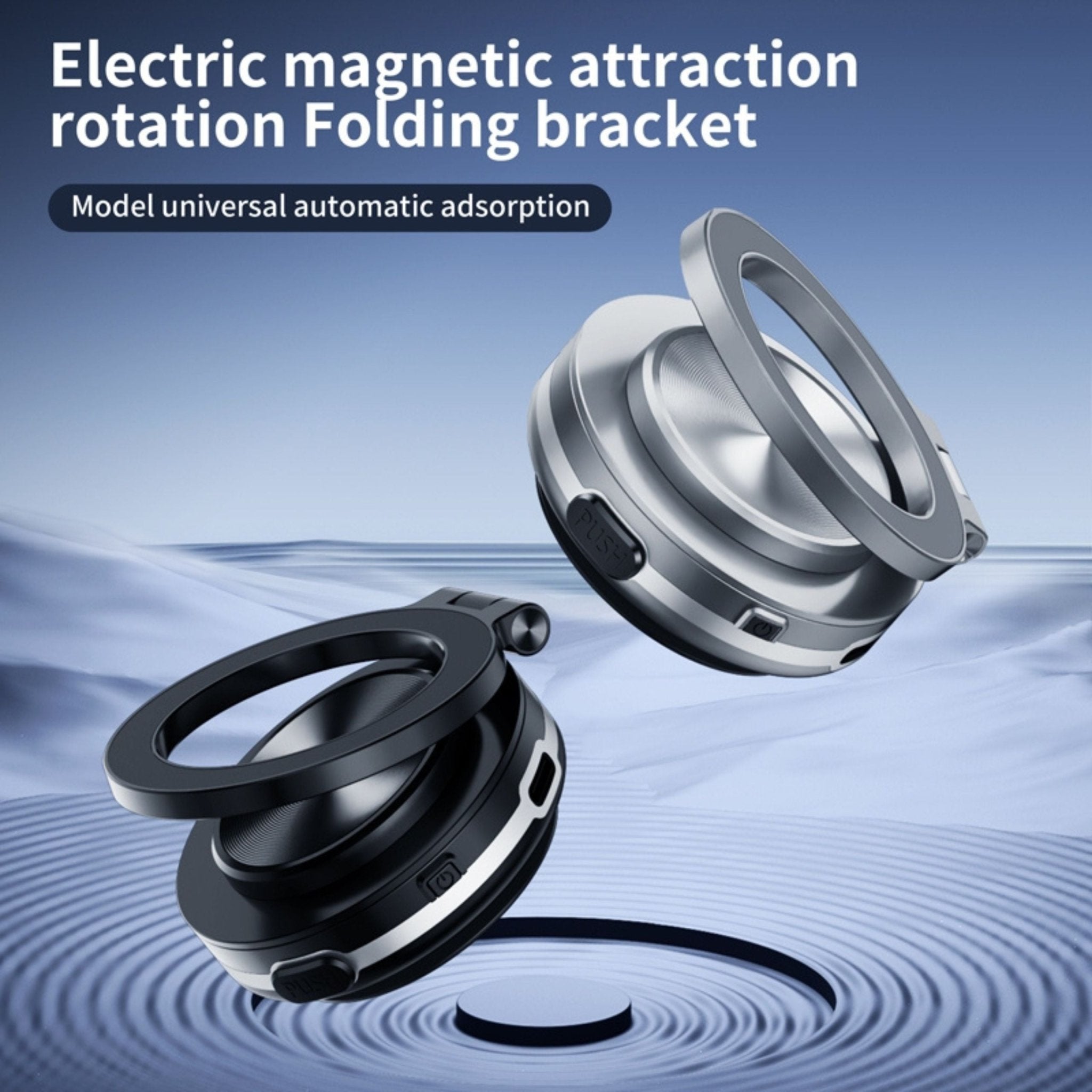 Vacuum Double Sided Adsorption Magnetic Rechargeable Phone Holder C1 - Black