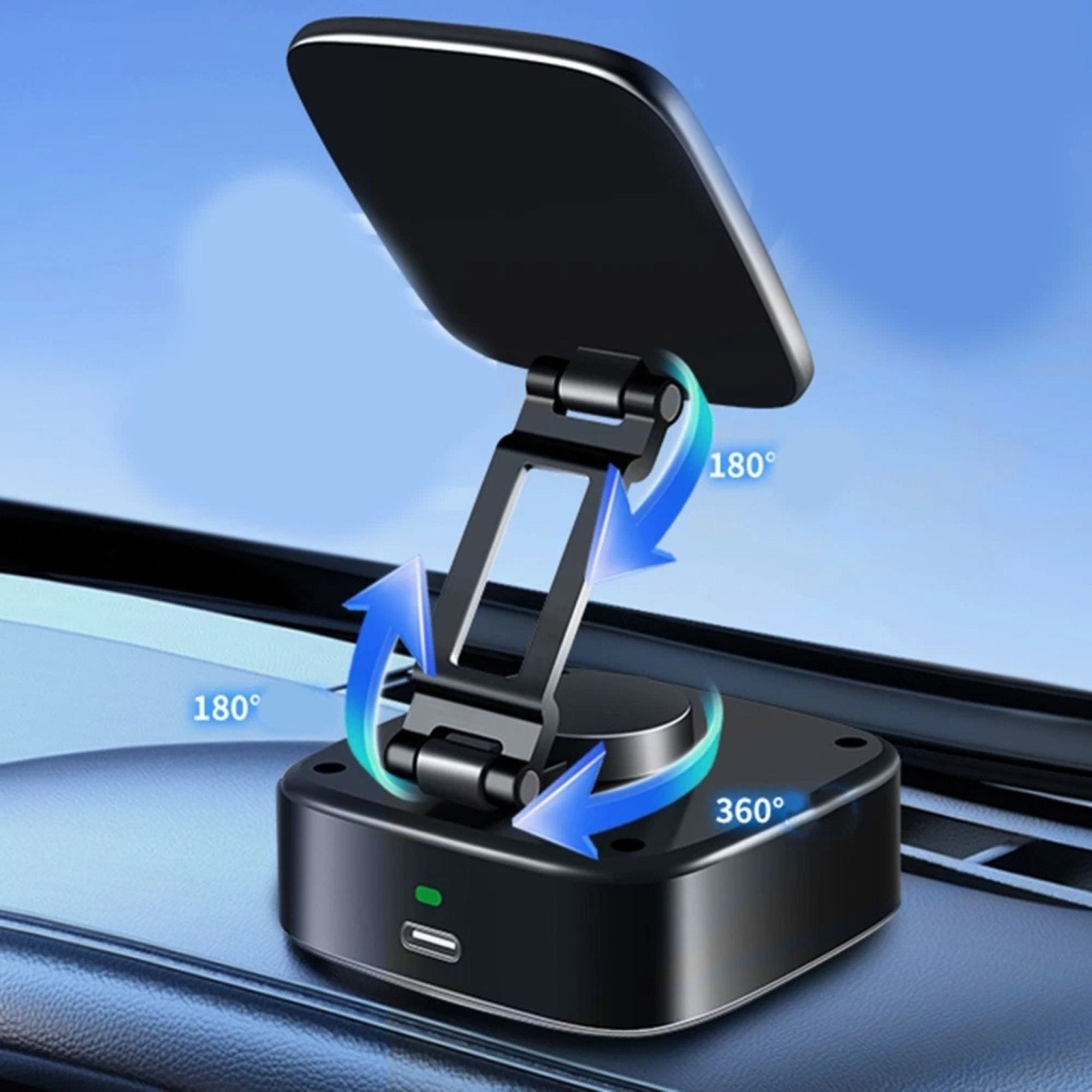 Vacuum Double Sided Adsorption Magnetic Rechargeable Phone Holder M10-B - Black