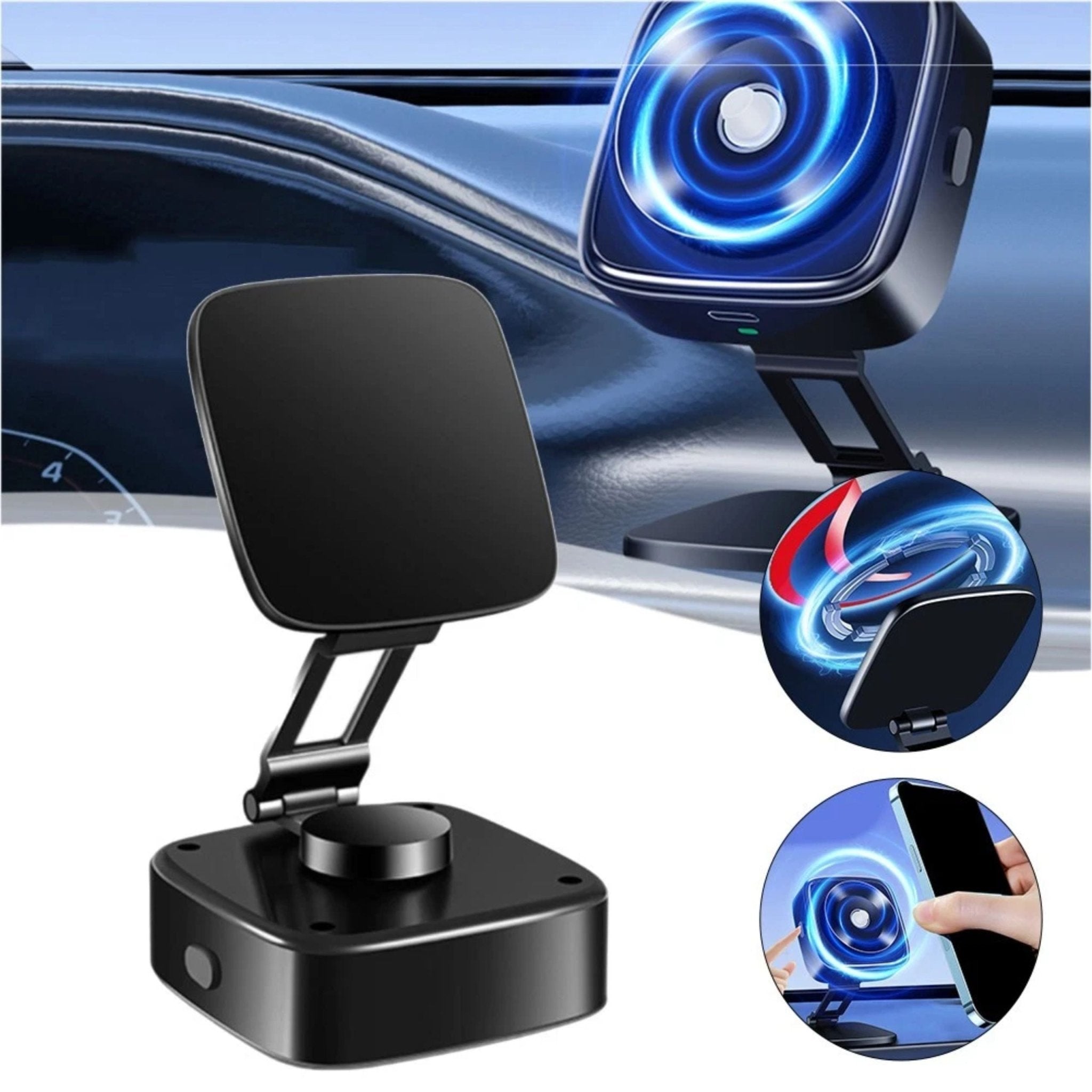 Vacuum Double Sided Adsorption Magnetic Rechargeable Phone Holder M10-B - Black