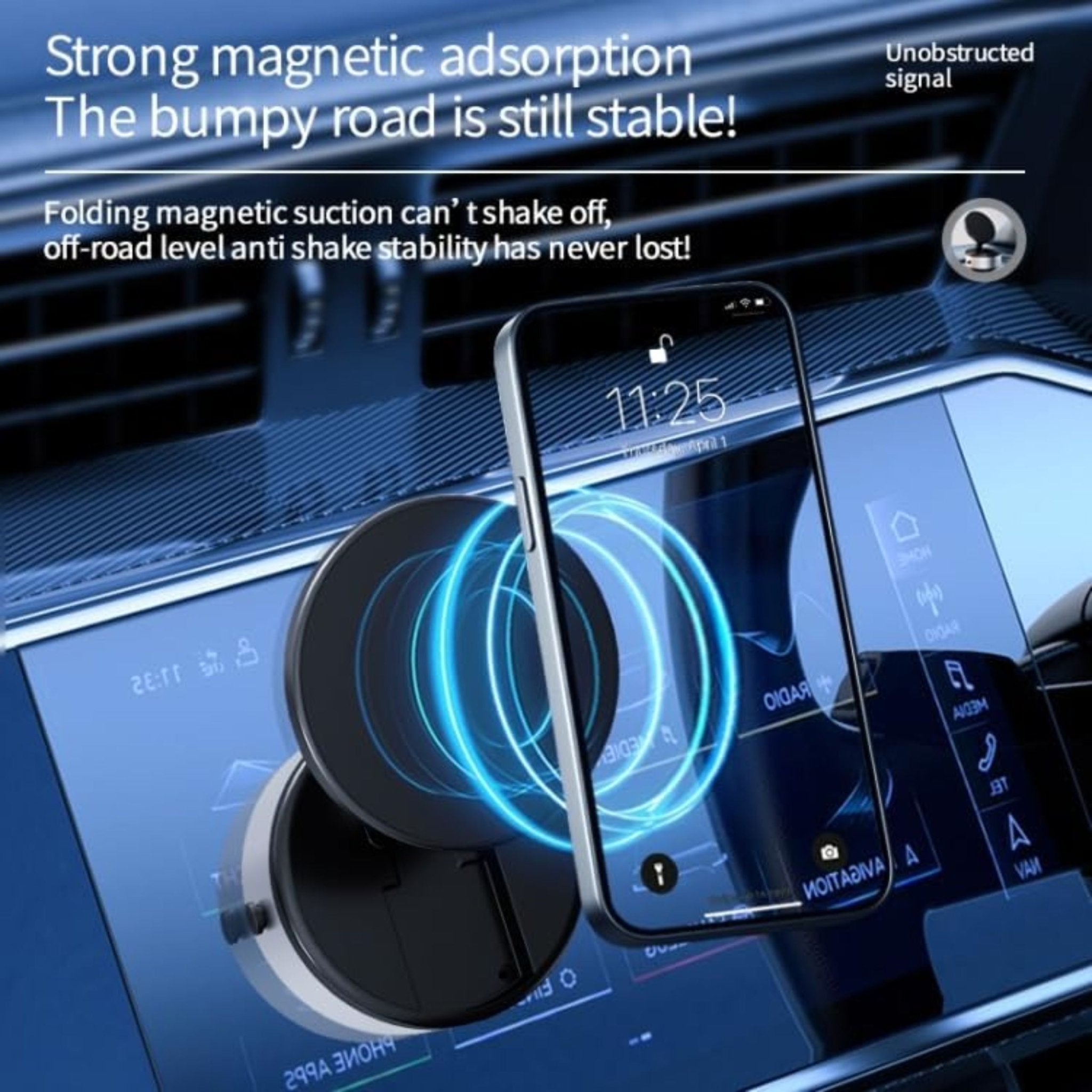 Vacuum Double Sided Adsorption Magnetic Rechargeable Phone Holder X10Q/X10QP - Black