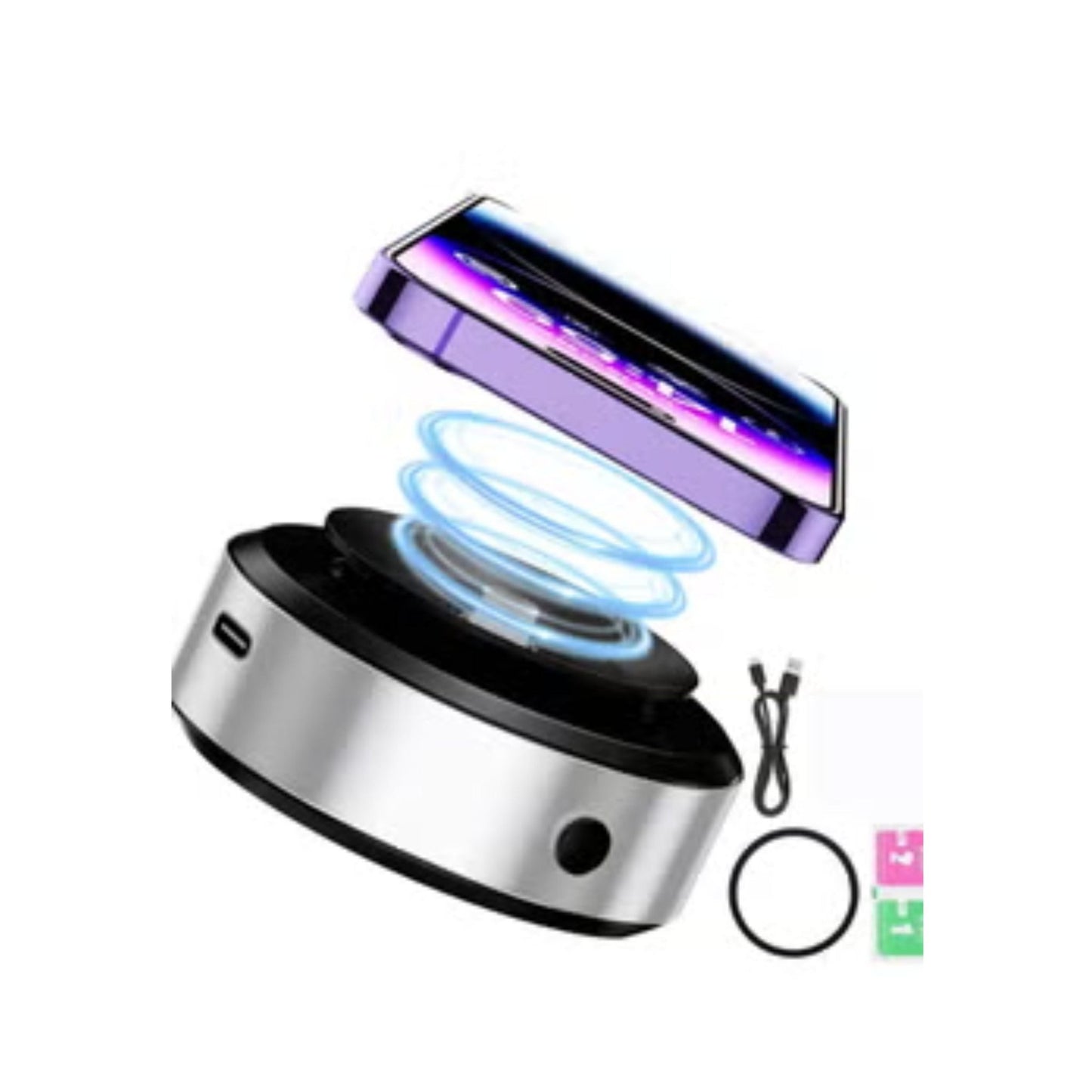 Vacuum Double Sided Electric Adsorption & Magnetic Phone Stand D1 - Black