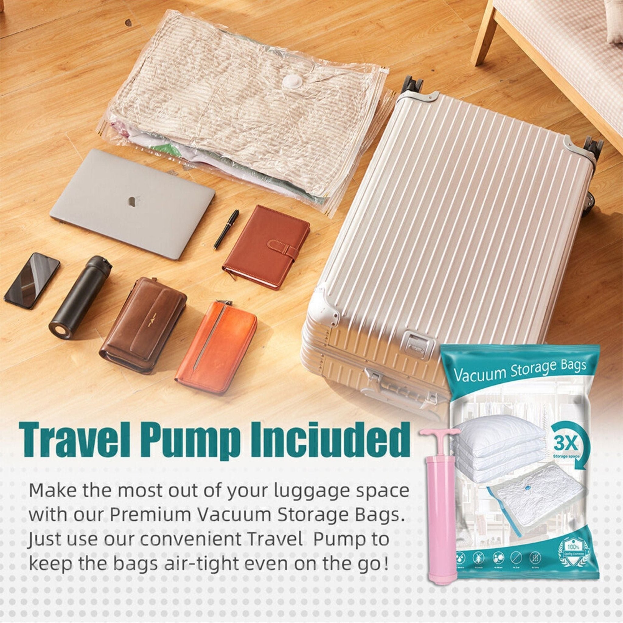 Vacuum Storage Bags With Pump - White