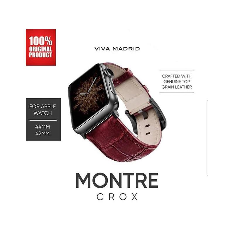 Viva Madrid Montre Crox Leather Strap Strap for Apple Watch 42/44MM - Red/Black