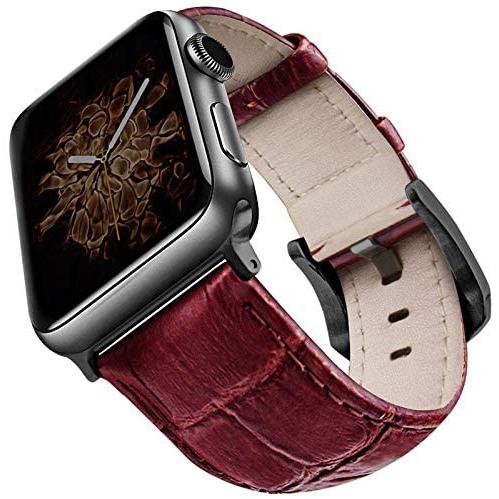 Viva Madrid Montre Crox Leather Strap Strap for Apple Watch 42/44MM - Red/Black