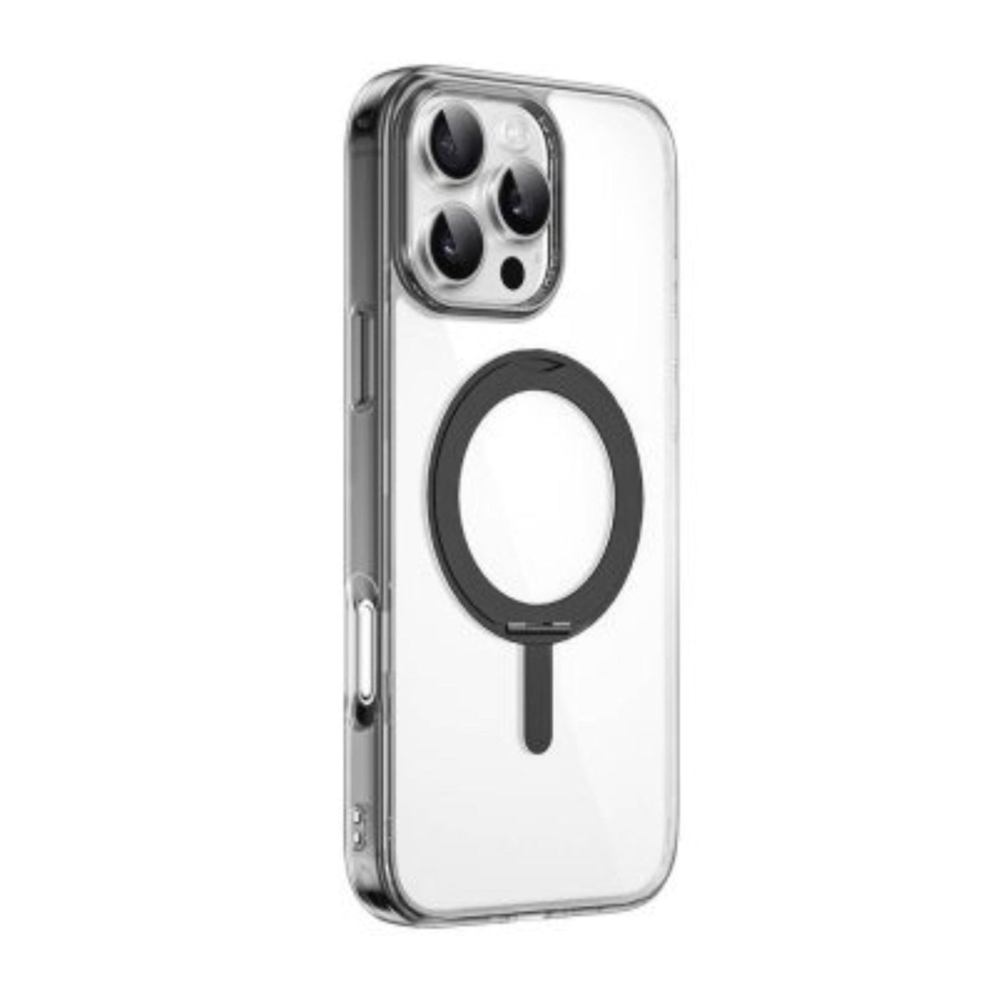 WIWU Magsafe iShield Ultra Case with Rotating Stand for iPhone 16 Pro Max Transparent - Black