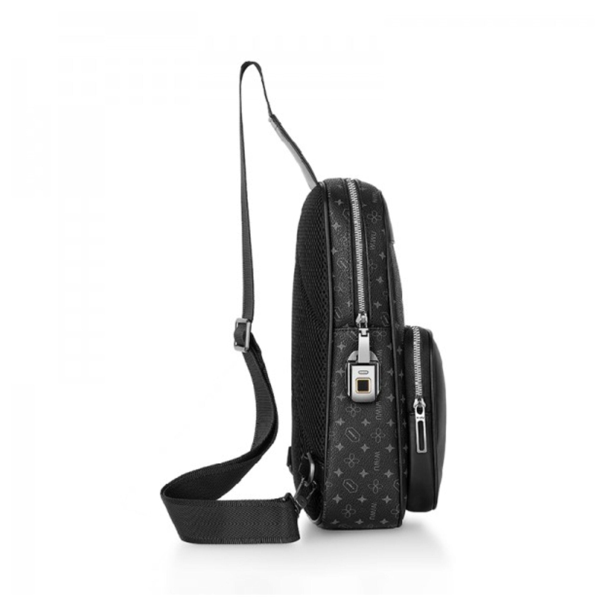WiWU Master Fingerprint Lock Crossbody Chest Bag - Black