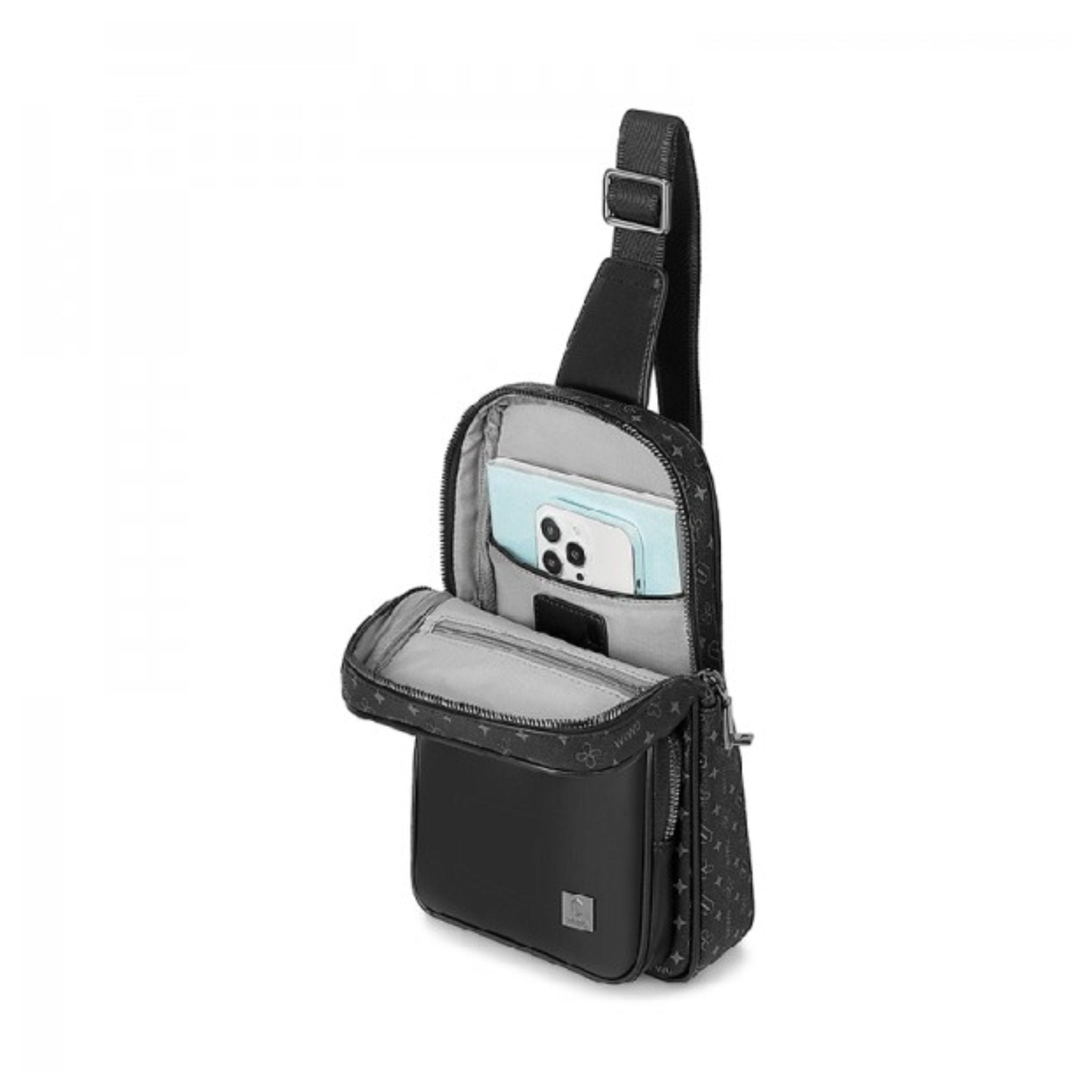 WiWU Master Fingerprint Lock Crossbody Chest Bag - Black