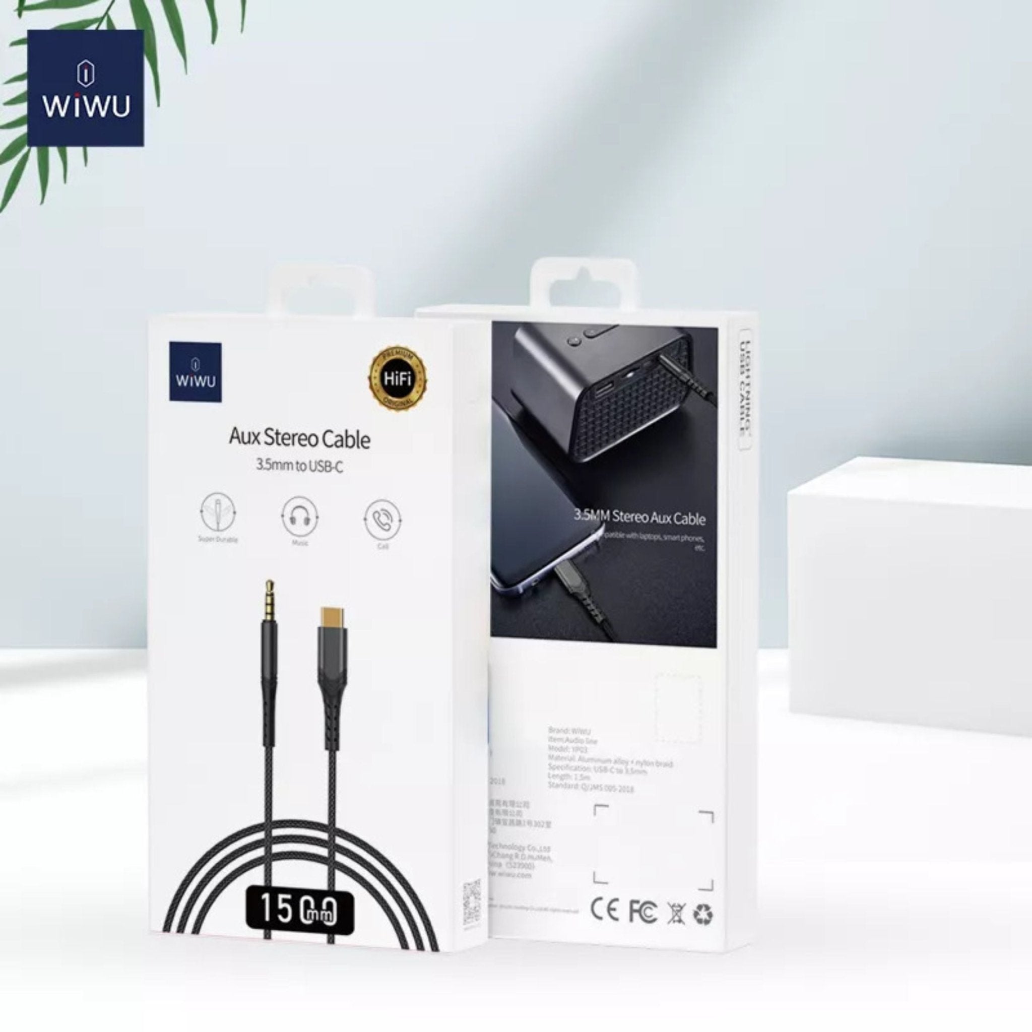 Wiwu 3.5mm Audio Stereo Cable To Type- C - Black