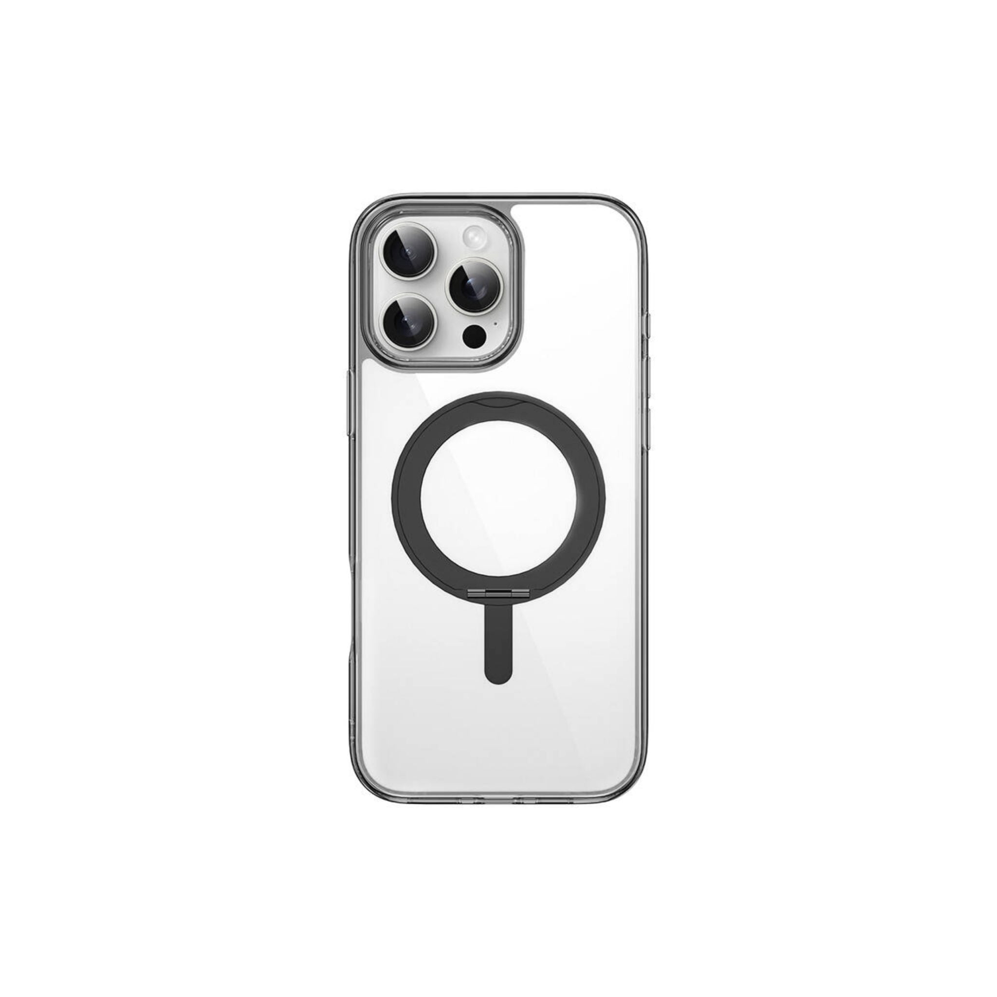 WIWU Magsafe iShield Ultra Case with Rotating Stand for iPhone 16 Pro Transparent - Black