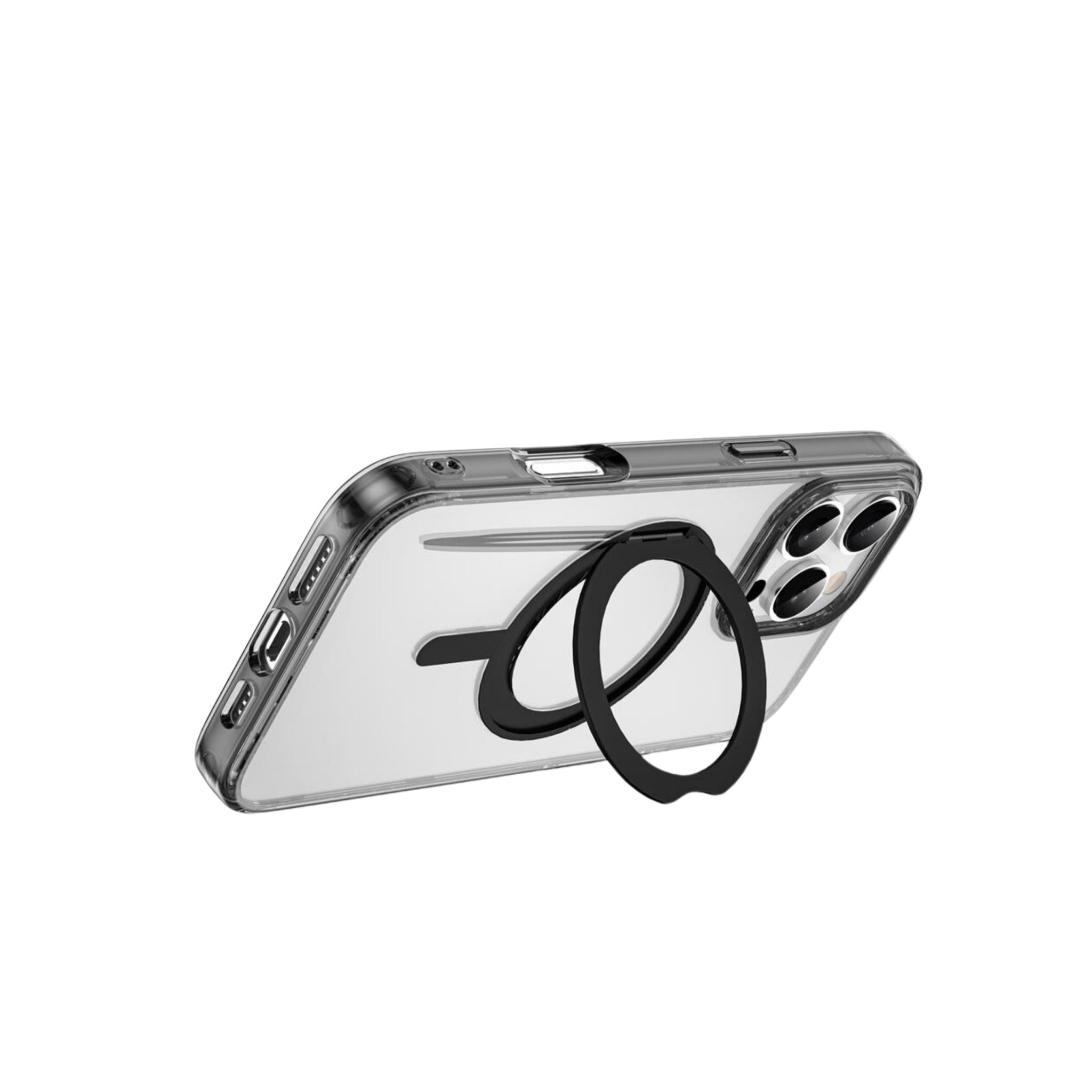 WIWU Magsafe iShield Ultra Case with Rotating Stand for iPhone 16 Pro Transparent - Black