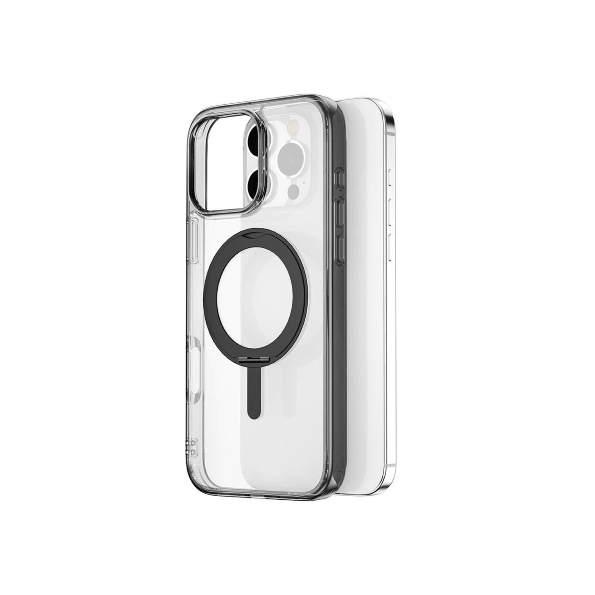 WIWU Magsafe iShield Ultra Case with Rotating Stand for iPhone 16 Pro Transparent - Black