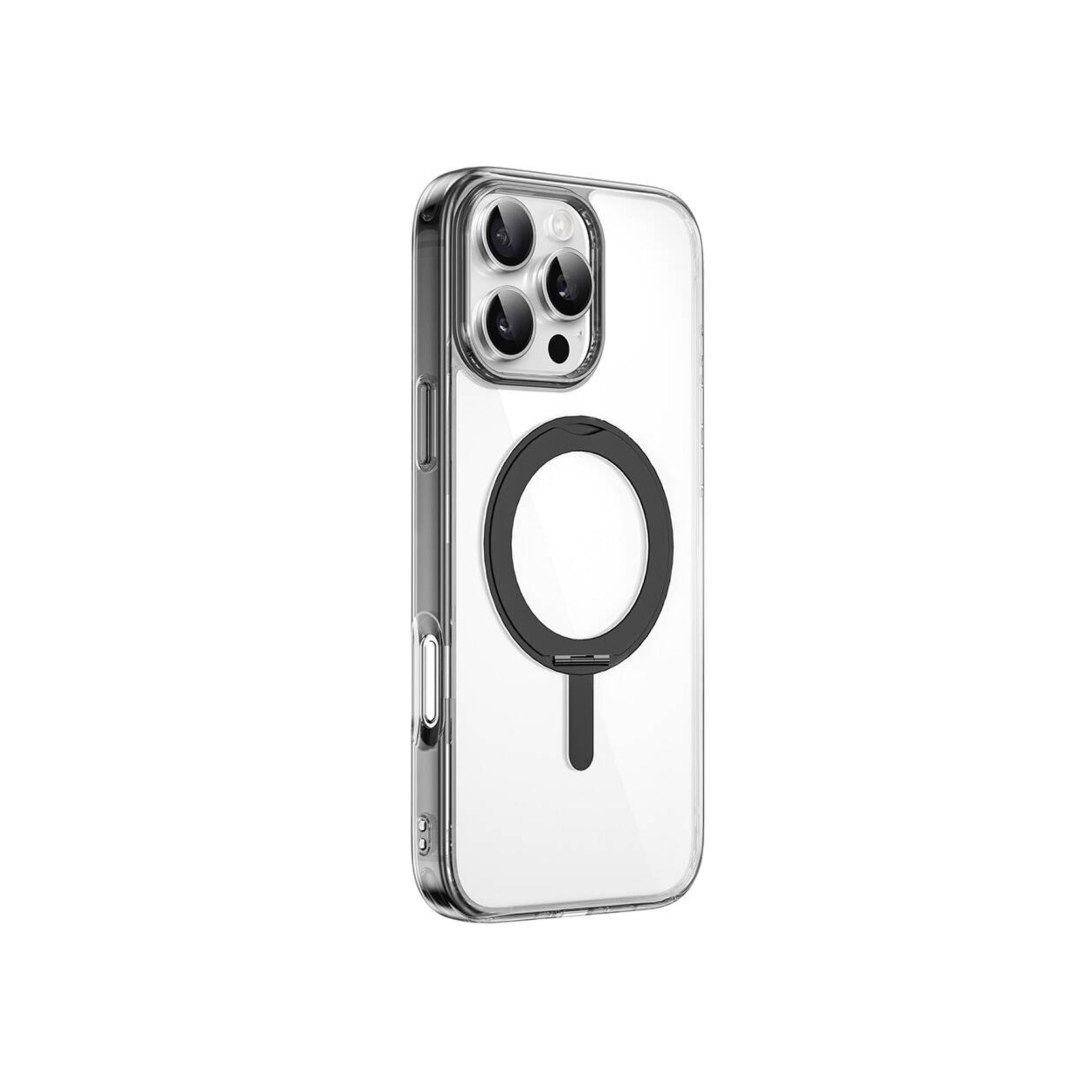 WIWU Magsafe iShield Ultra Case with Rotating Stand for iPhone 16 Pro Transparent - Black