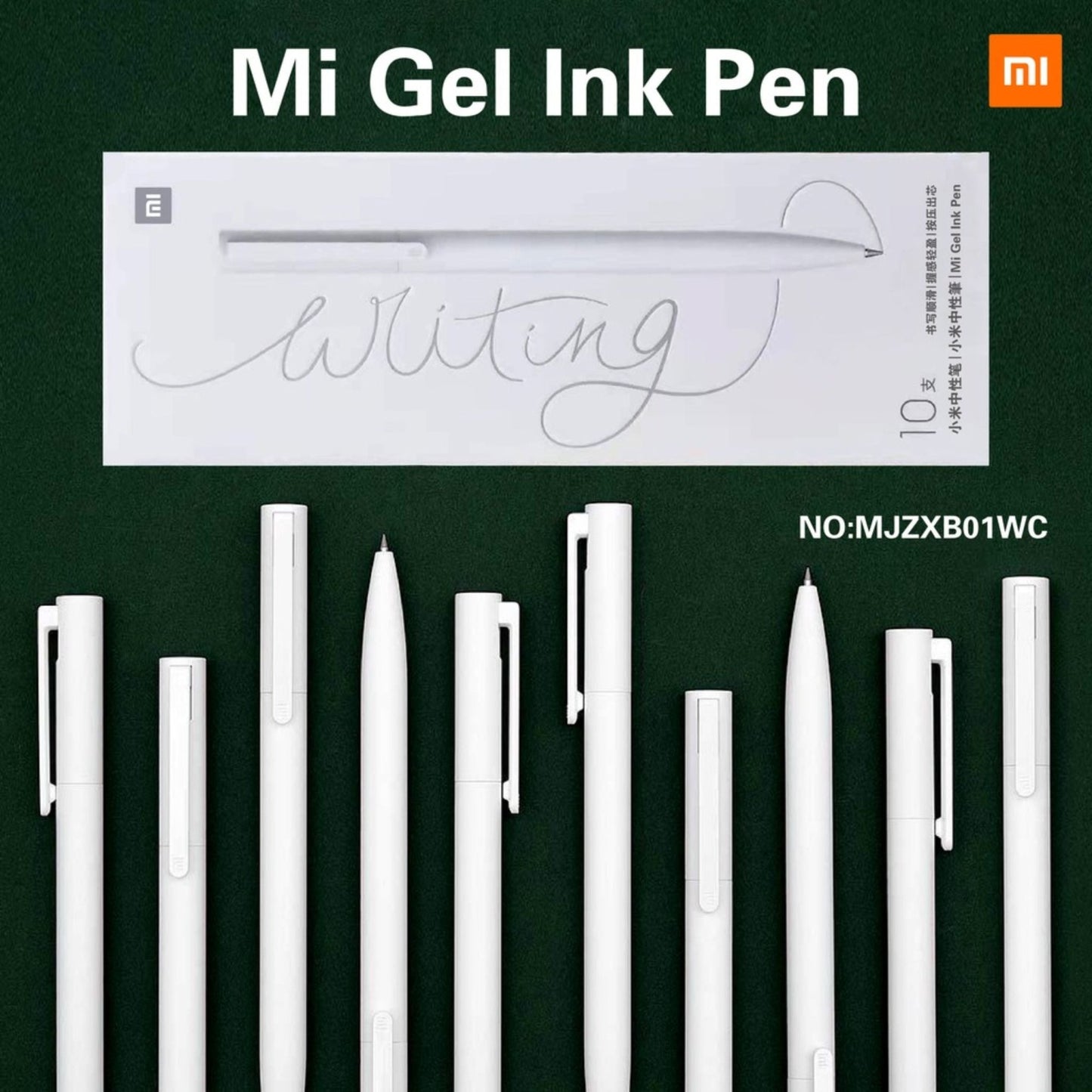 Xiaomi Black Gel Ink Pen 10Pcs - White
