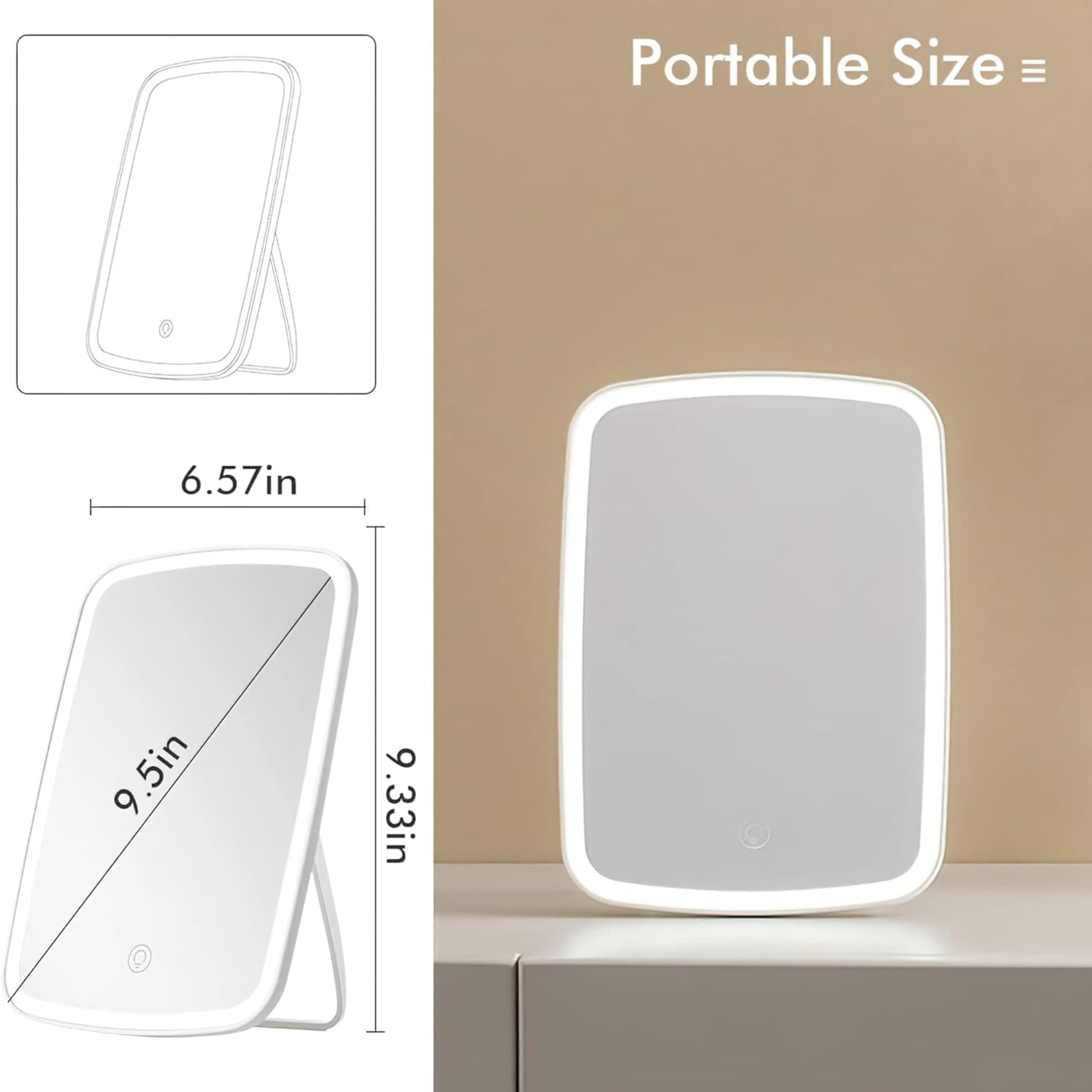 Xiaomi Jordan & Judy LED Makeup Mirror with Touch Screen - Beige