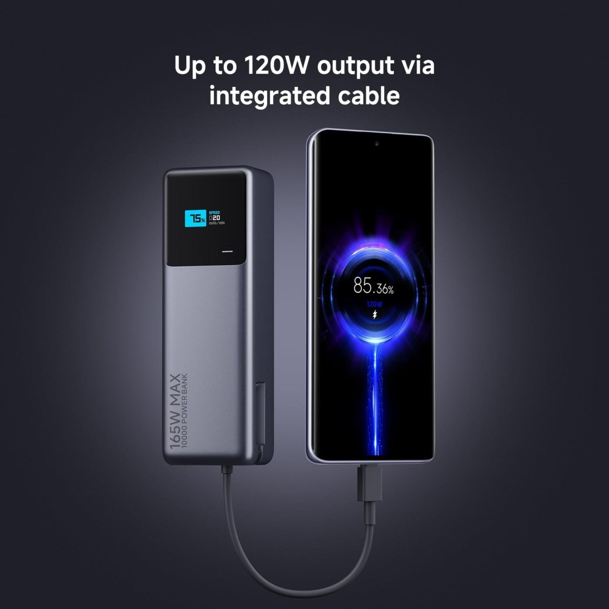 Xiaomi Power Bank 10000mAh 165W Integrated Cable Dual Ports USB-C - Gray