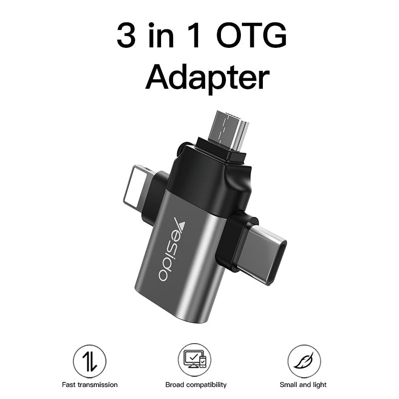 Yesido 3 In 1 OTG USB 2.0 Supper Fast Data Transmission GS15