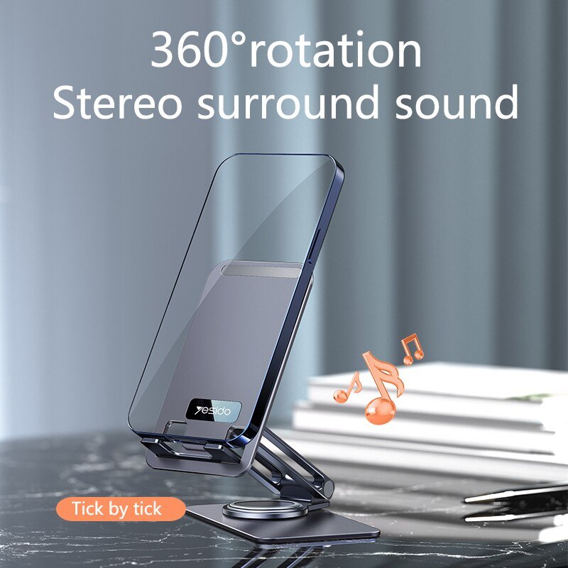 Yesido Foldable 360° Rotating Phone Desktop Holder Stand C184 - Black