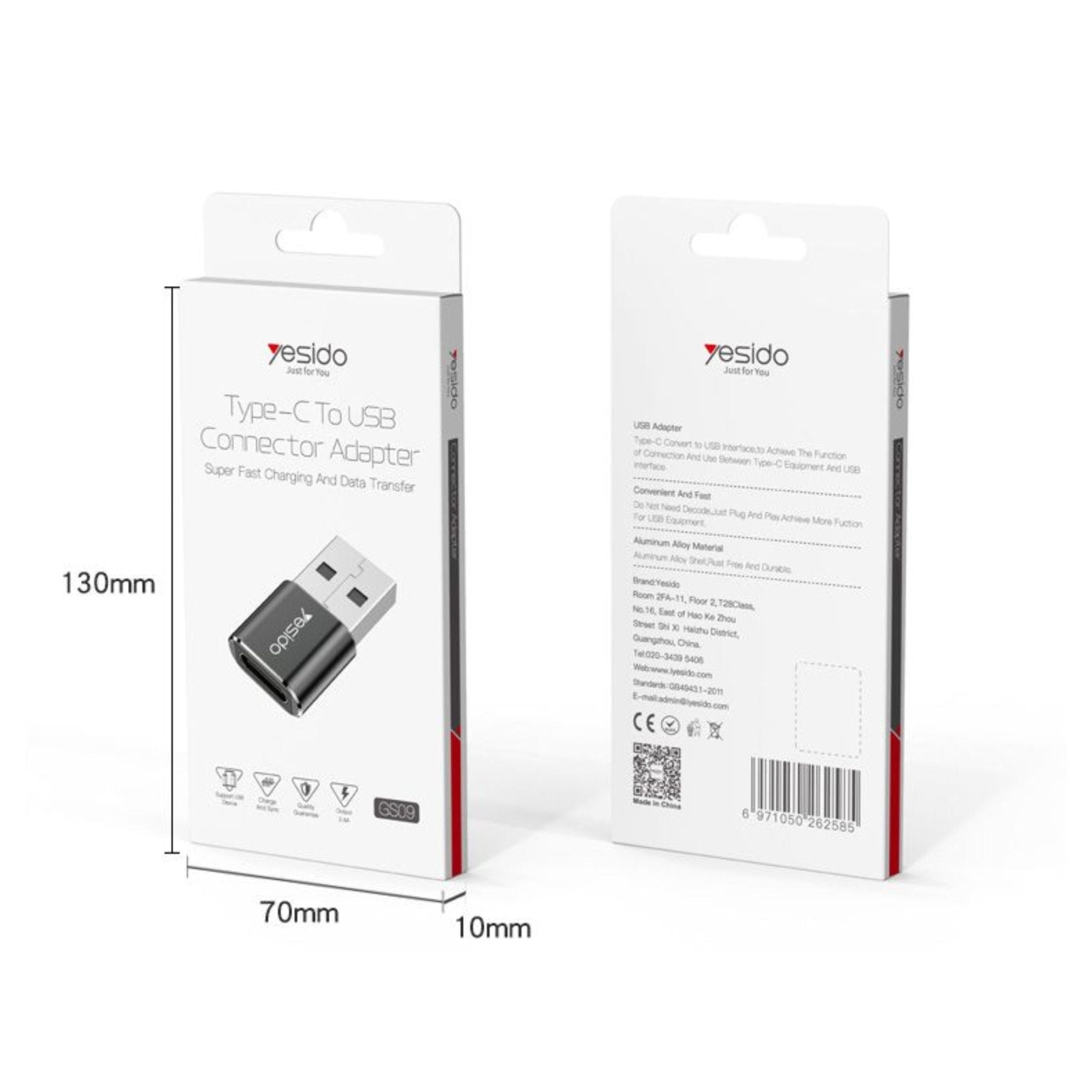 Yesido Type - C To USB Connector Adapter GS09