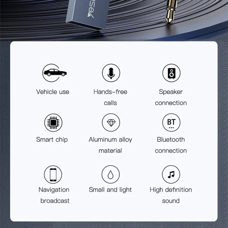 Yesido Wireless Adapter BT Car Audio Receiver YAU24 - Black