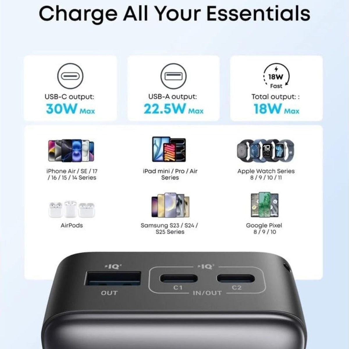 Anker Zolo Power Bank 10000mAh 30W Fast Charging - Black - STOORE.AE | ستور الامارات