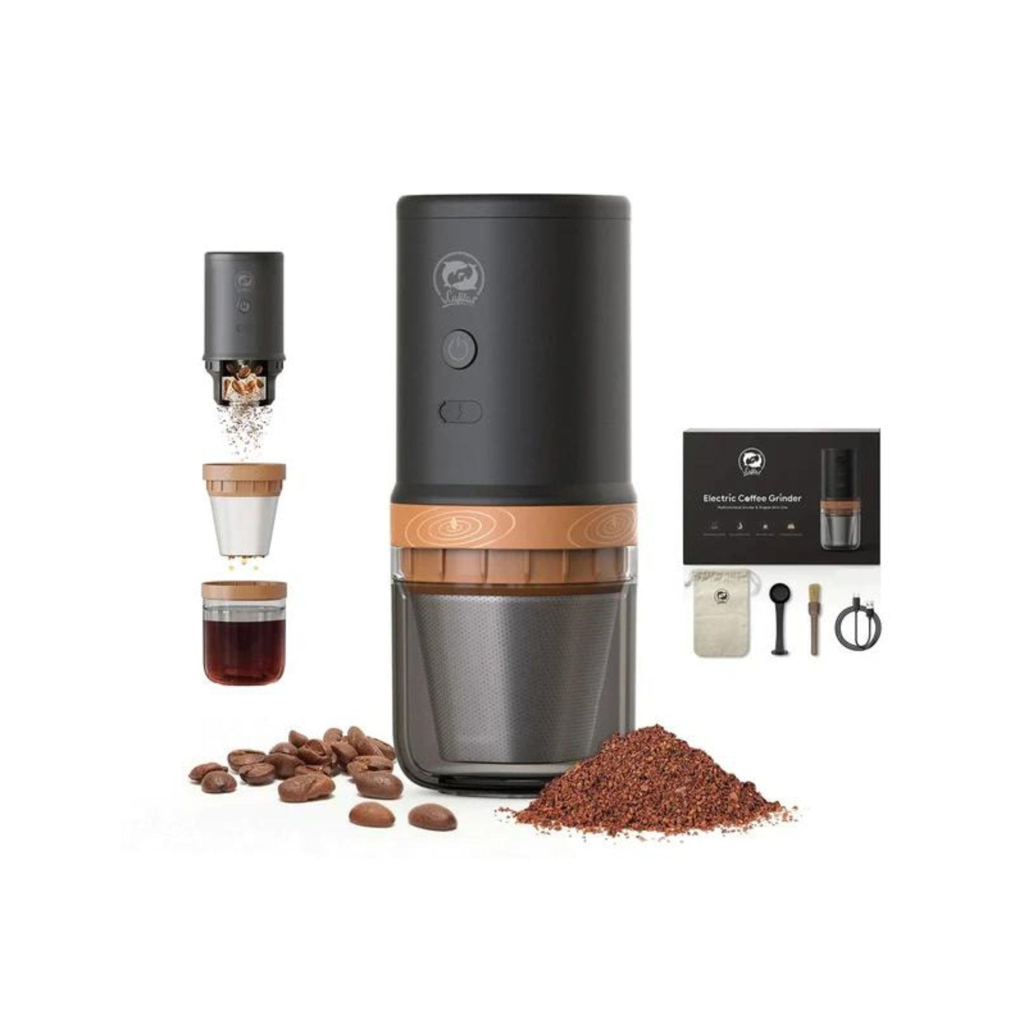 iCafilas 2-IN-1 Electric Coffee Grinder Coffe Maker - Black