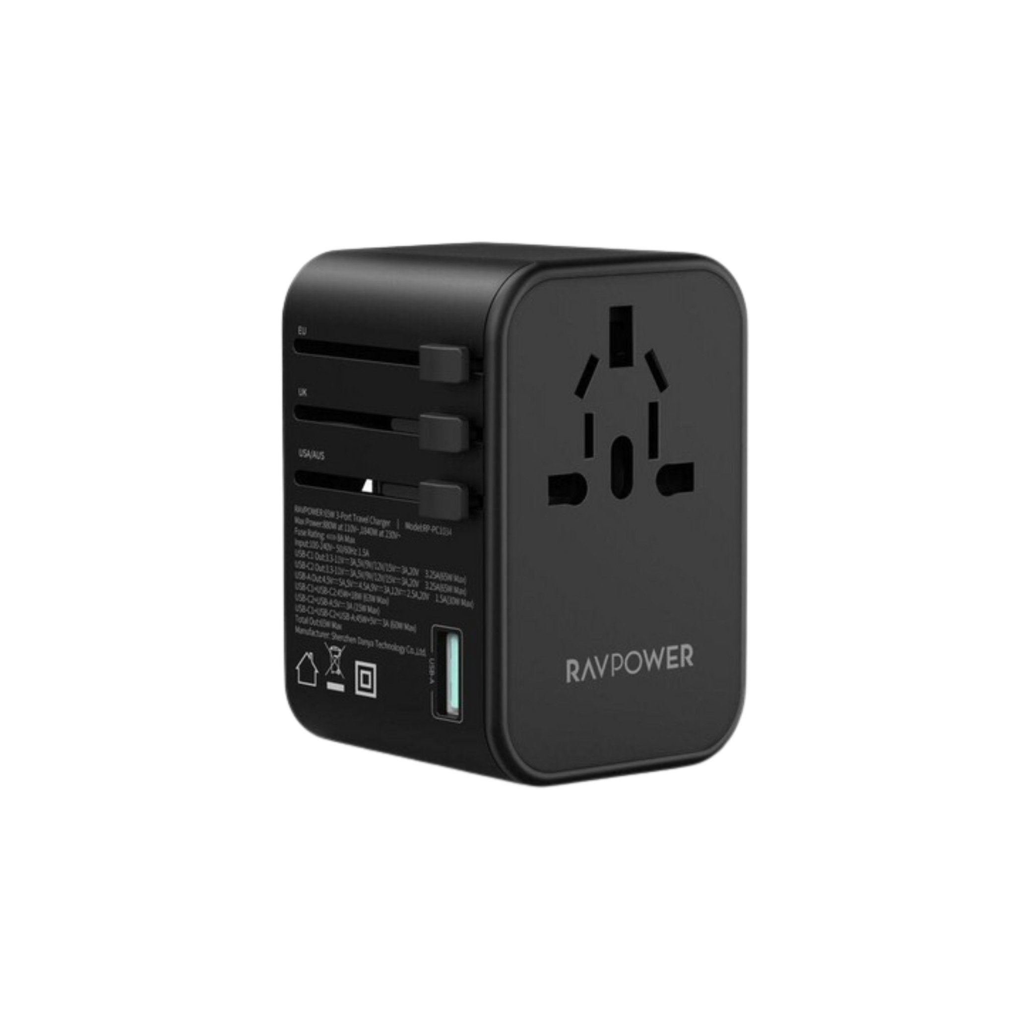 Ravpower PD Pioneer 65W 3 - Port Travel Charger - Black - STOORE.AE | ستور الامارات