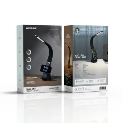 Green Lion Mag LED Desk Lamp with Wireless Snap & Charge – Black