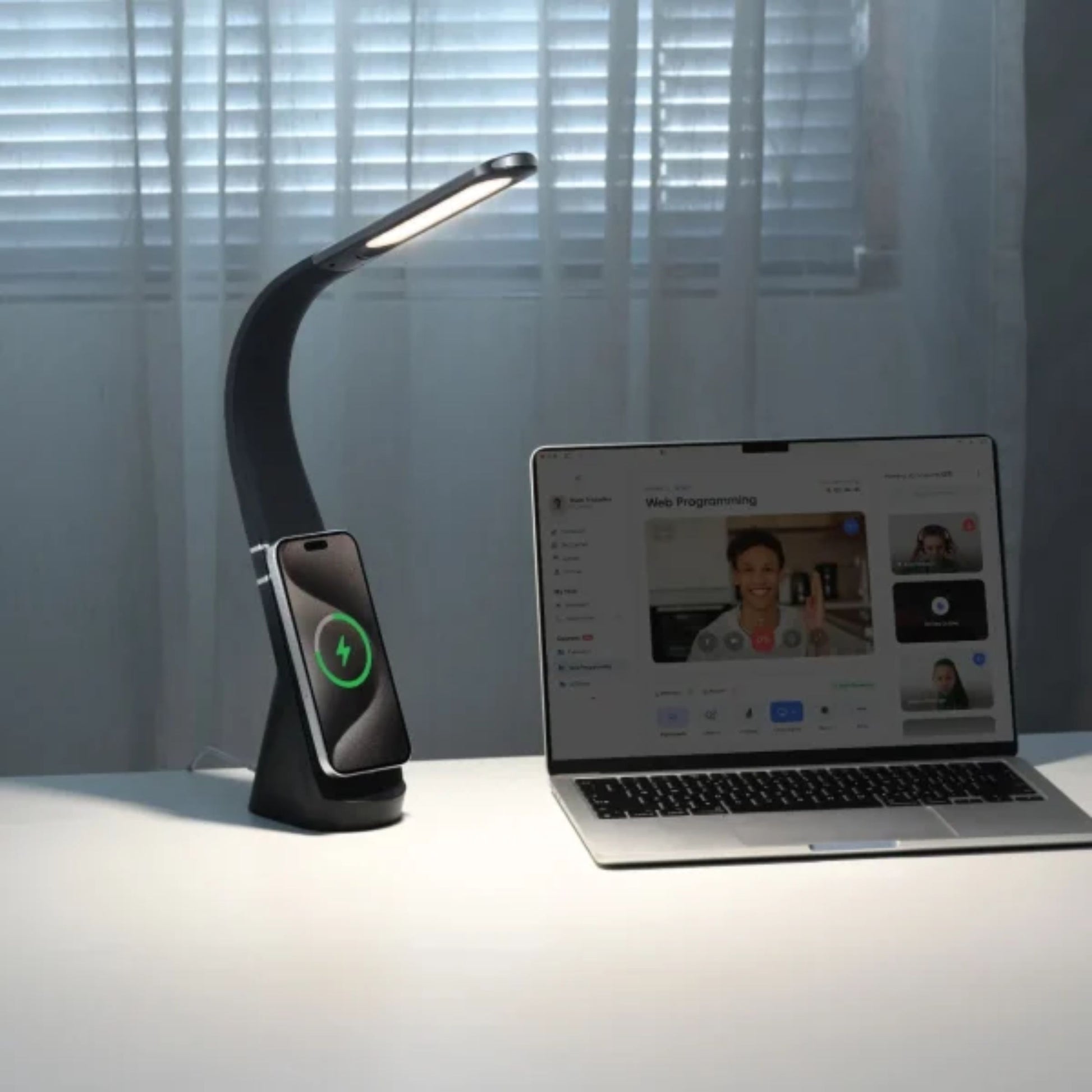 Green Lion Mag LED Desk Lamp with Wireless Snap & Charge – Black