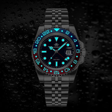 ADDIESDIVE GMT-Style Automatic Watch - Blue Red