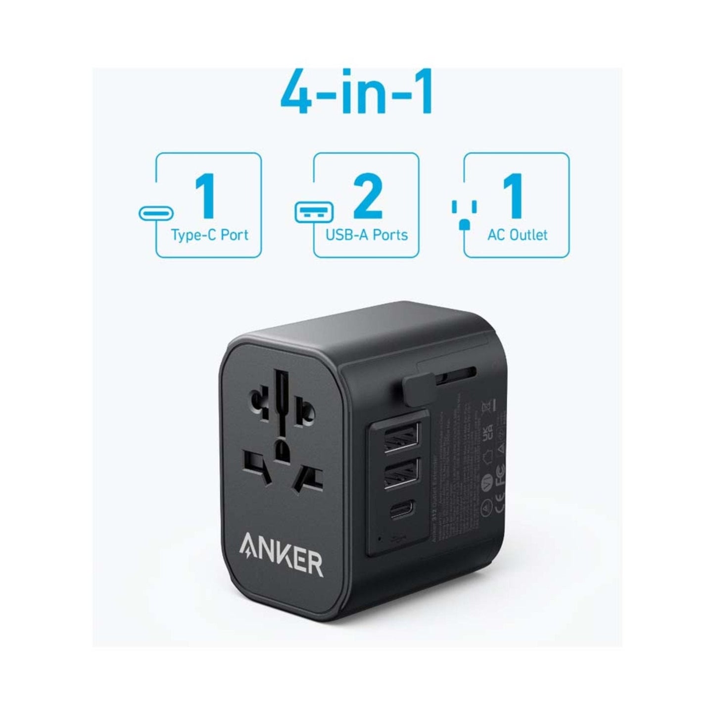 ANKER 312 Outlet Extender 30W With 3 USB Ports - Black