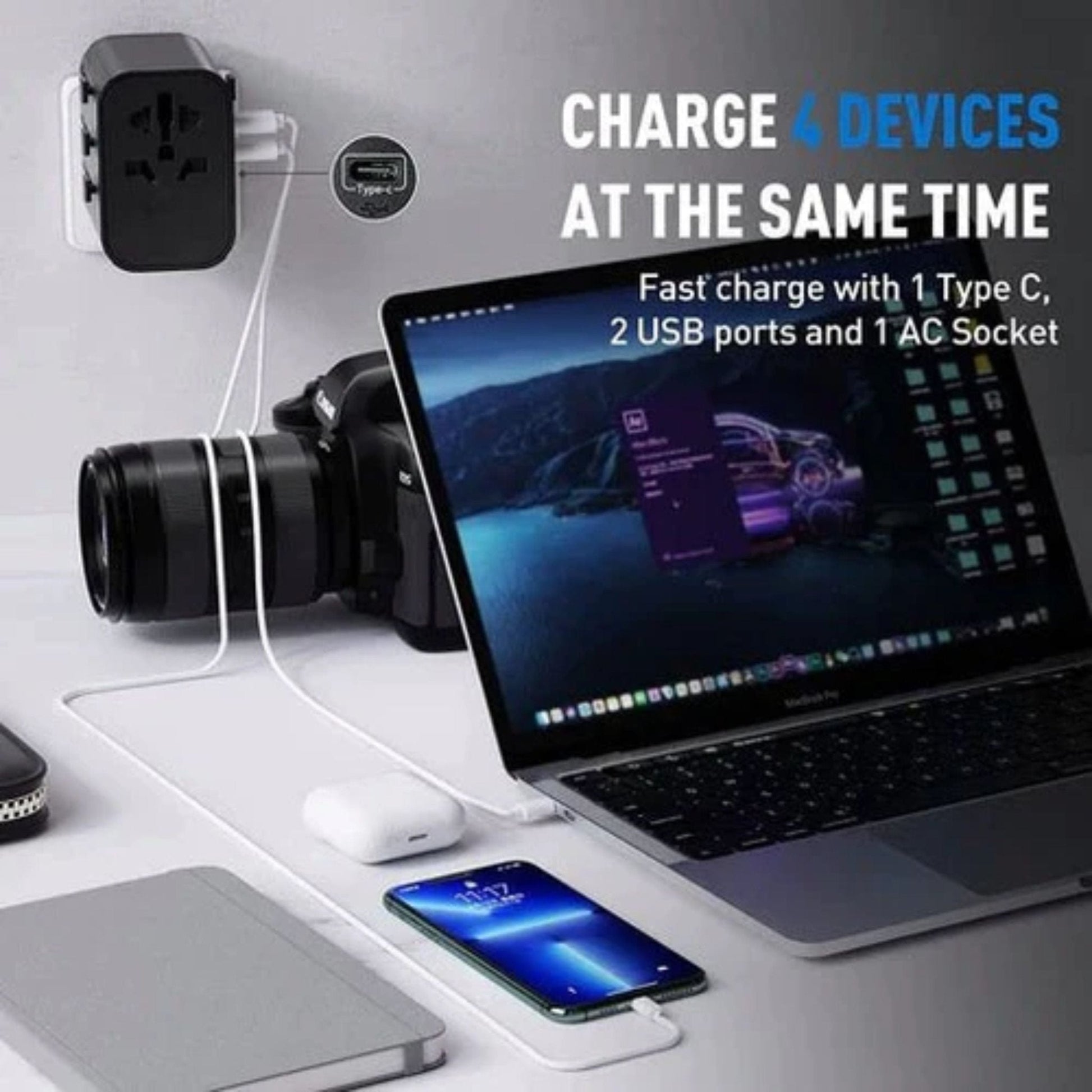 ANKER 312 Outlet Extender 30W With 3 USB Ports - Black