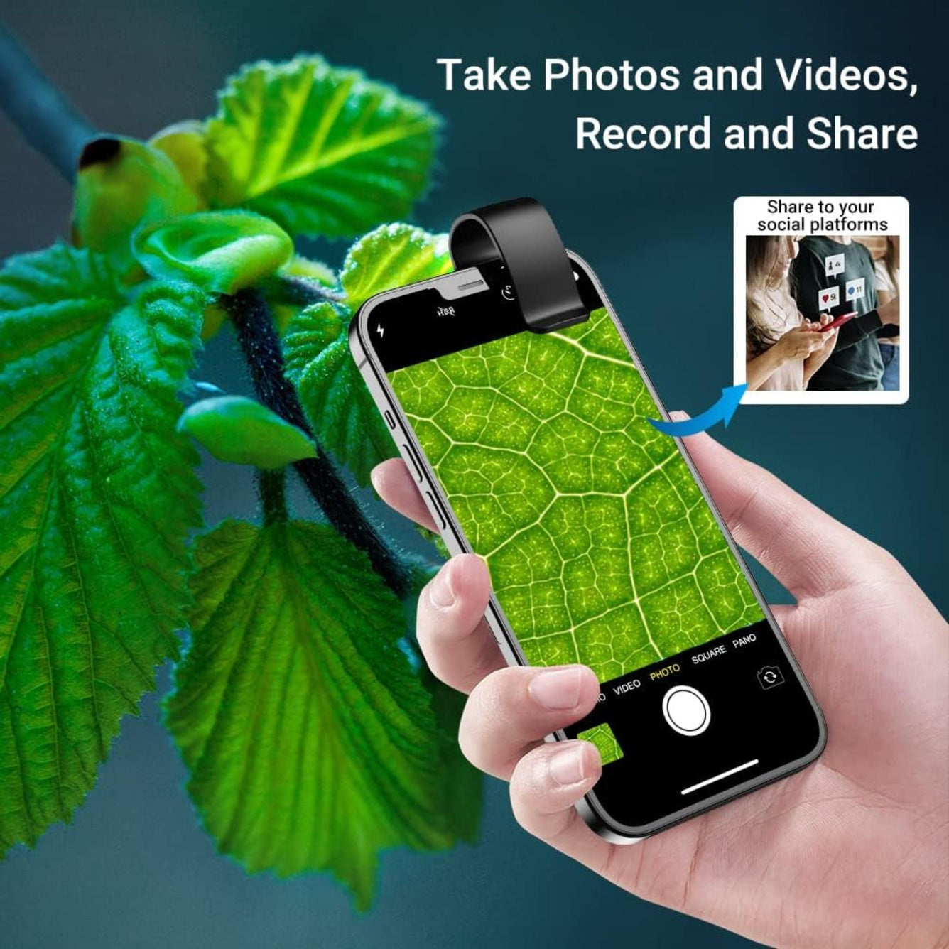 APEXEL 200X Smartphone Microscope Lens With CPL - Black