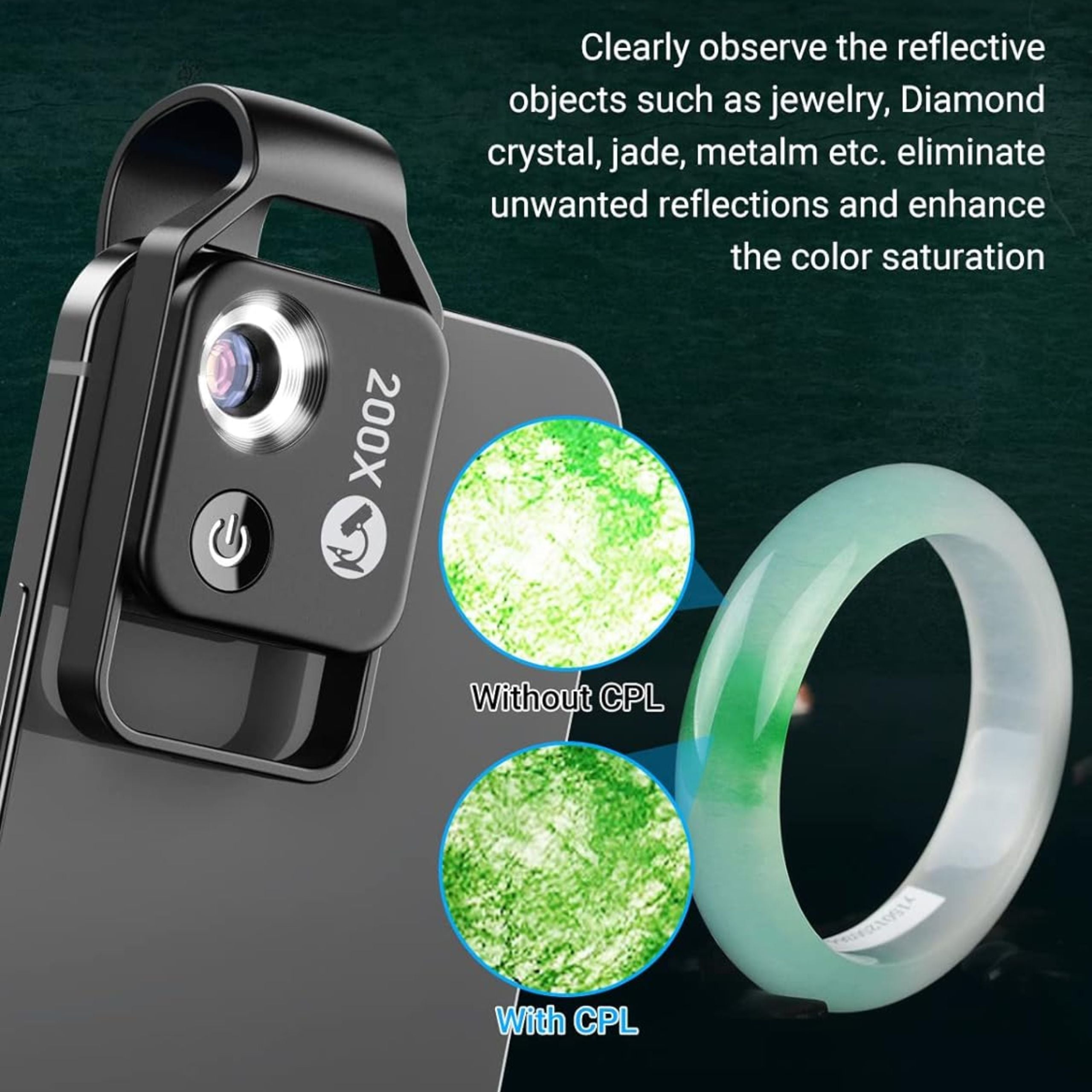 APEXEL 200X Smartphone Microscope Lens With CPL - Black