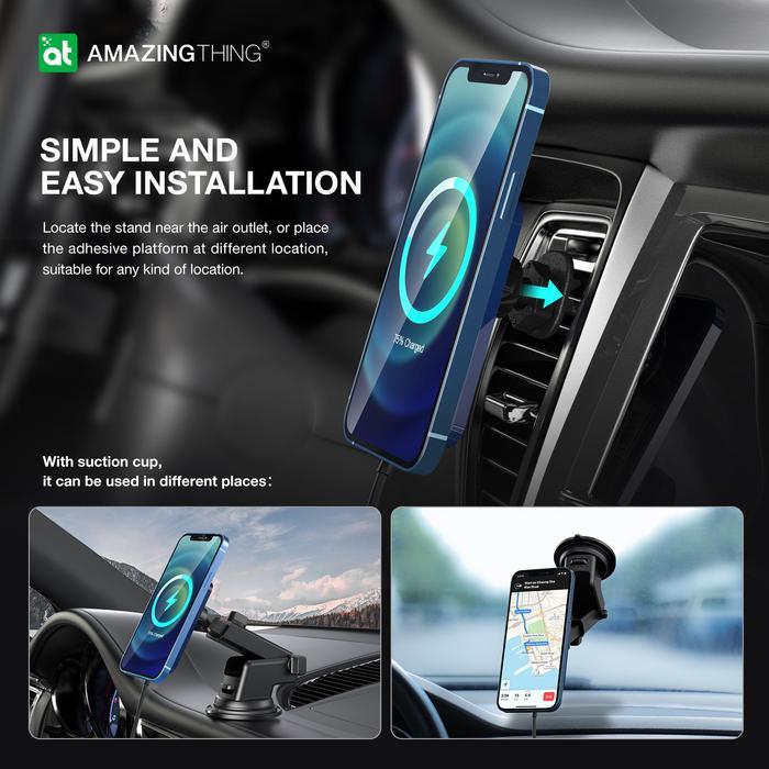 Amazing Thing Speed Pro Magsafe Car Mount Car Charger 15w