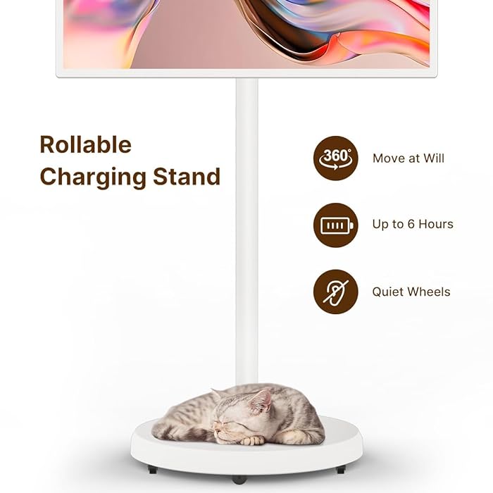Android Mobile Smart Touch Screen With Built-In Stand, 21.5 Inch 6+128GB Smart Display - White
