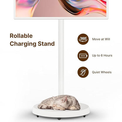 Android Mobile Smart Touch Screen With Built-In Stand, 21.5 Inch 6+128GB Smart Display - White