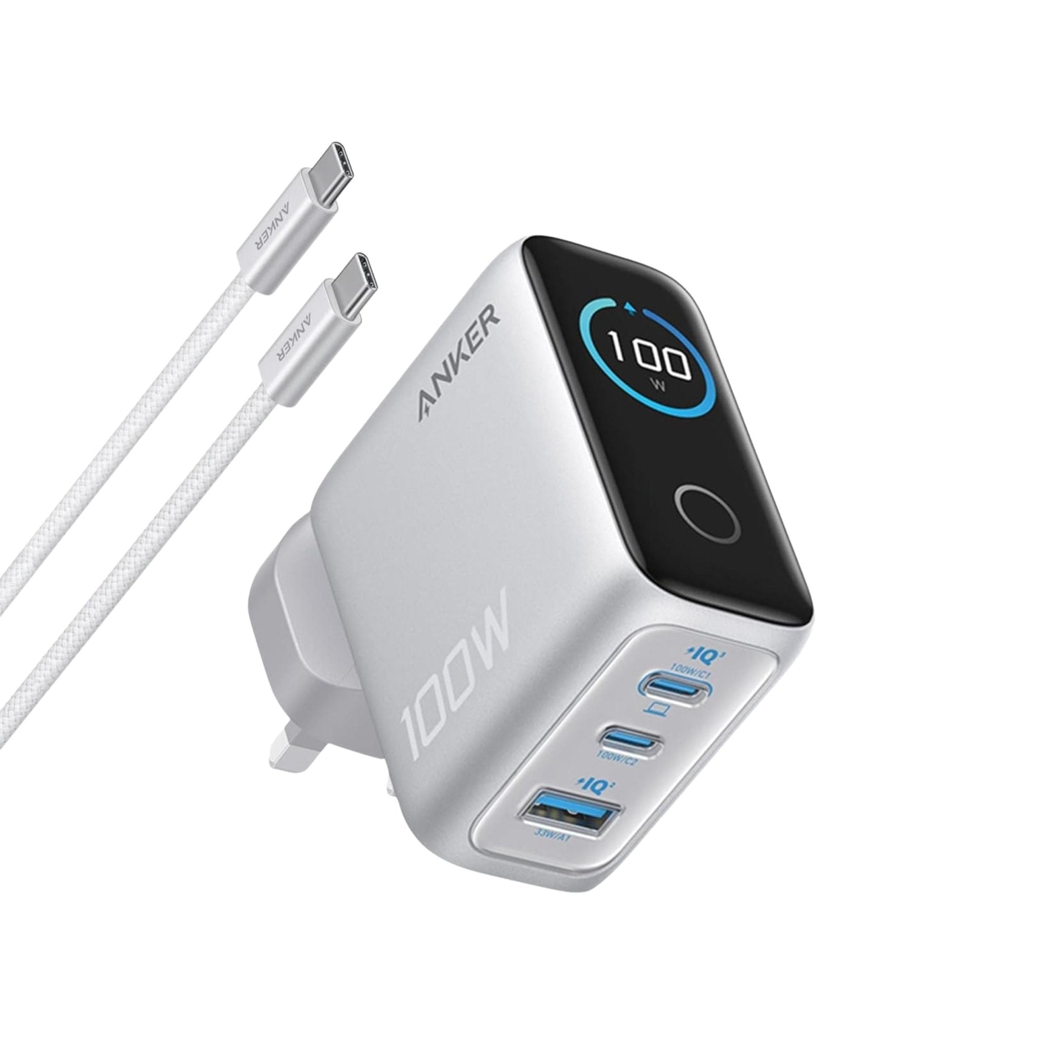 Anker 100W 3-Port Type-C Wall Charger with USB-C to Type-C Cable