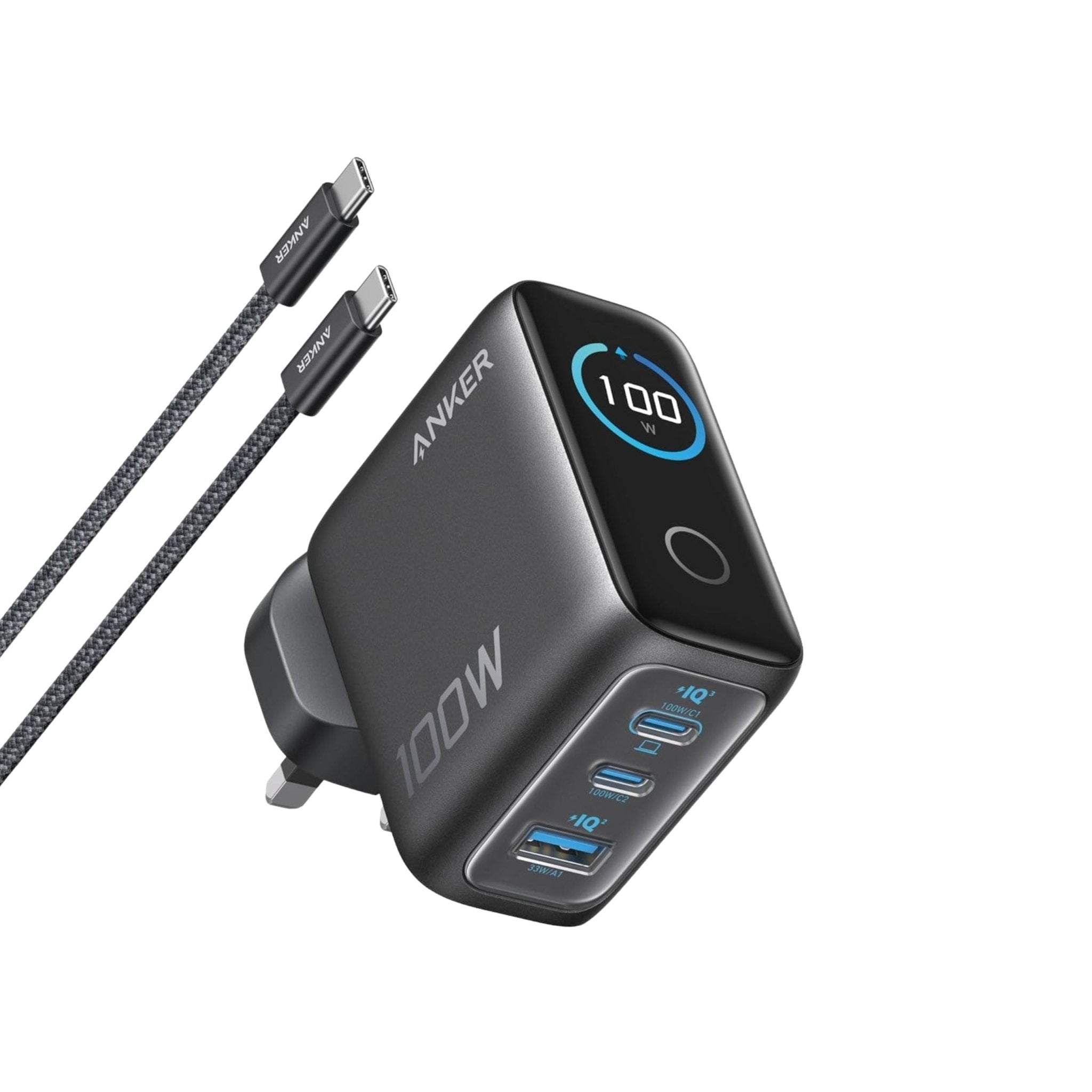 Anker 100W 3-Port Type-C Wall Charger with USB-C to Type-C Cable