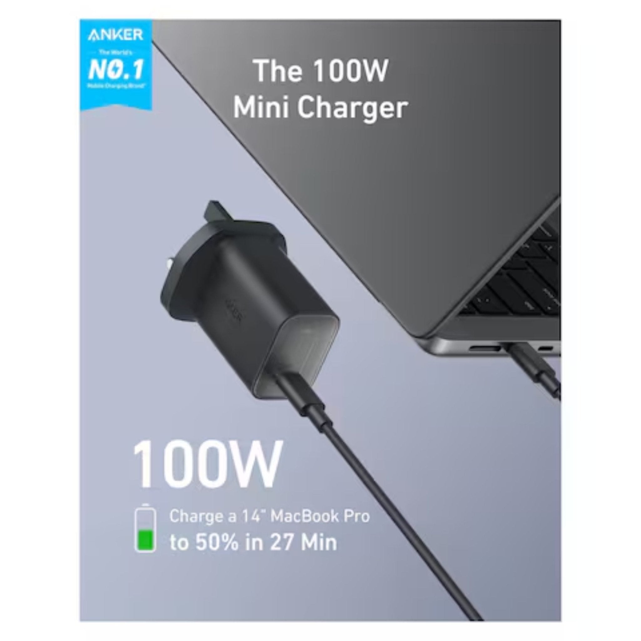 Anker 100W Nano Charge with USB-C Cable 240W 6ft - Black