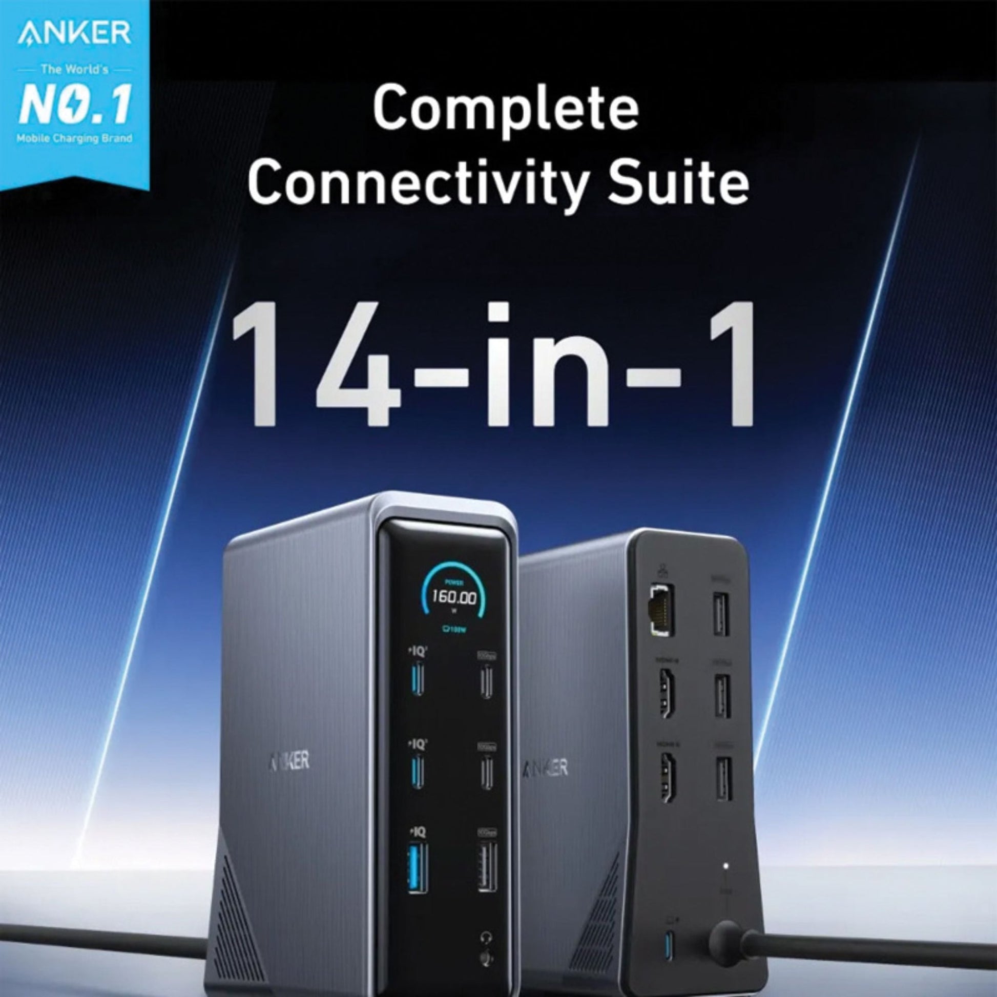 Anker 14-in-1 Highly Integrated Workstation Dock 4K 10Gbps 160W - Black