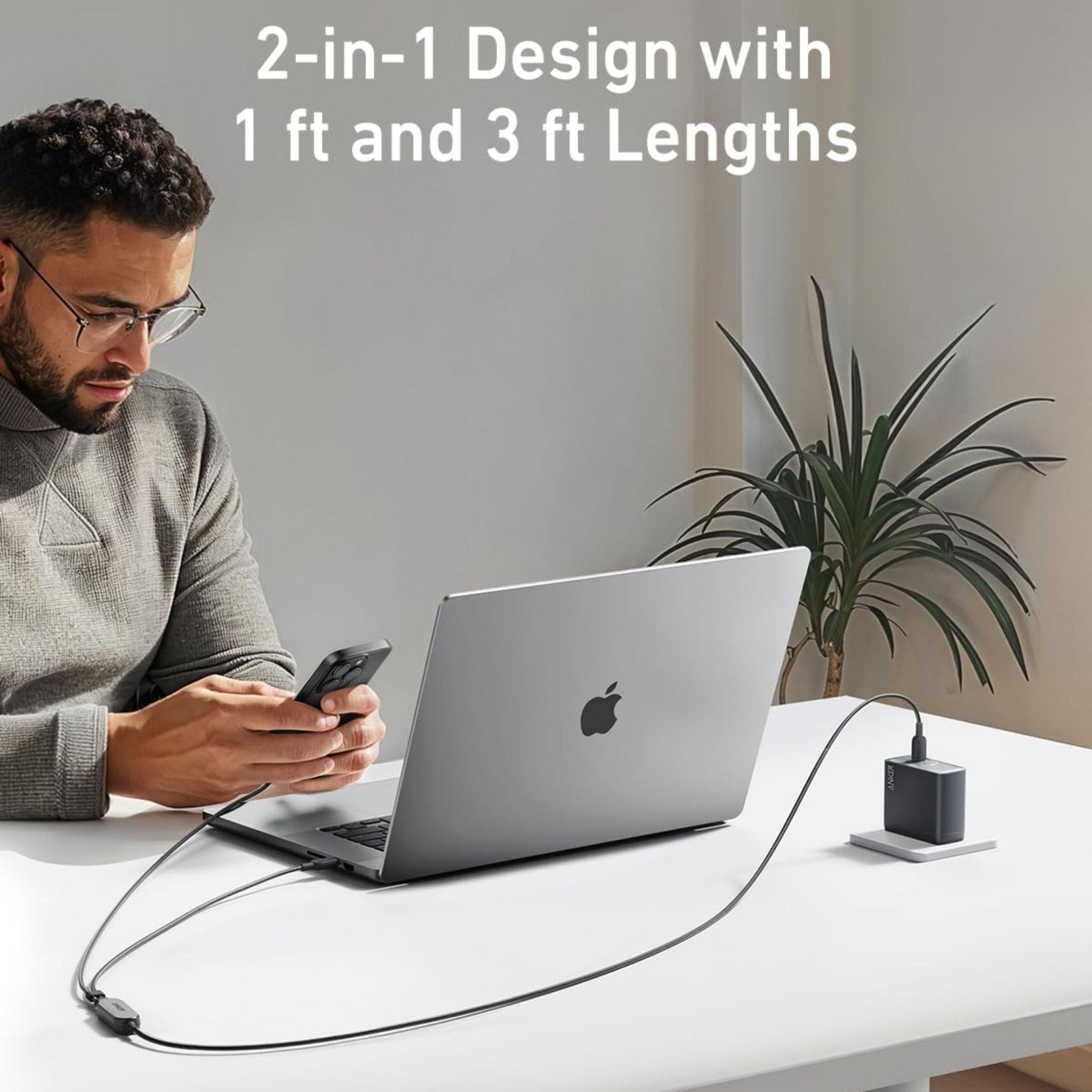 Anker 140W 2in1 USB-C to USB-C Cable 4ft(1.5m) - Black