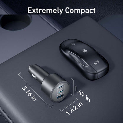 Anker 167.5 W,3 PORTS Nano Car Charger 3.3 ft USB-C Cable - Black