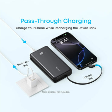 Anker 20000mAh 22.5W Power Bank with Built-in USB-C Cable - Black