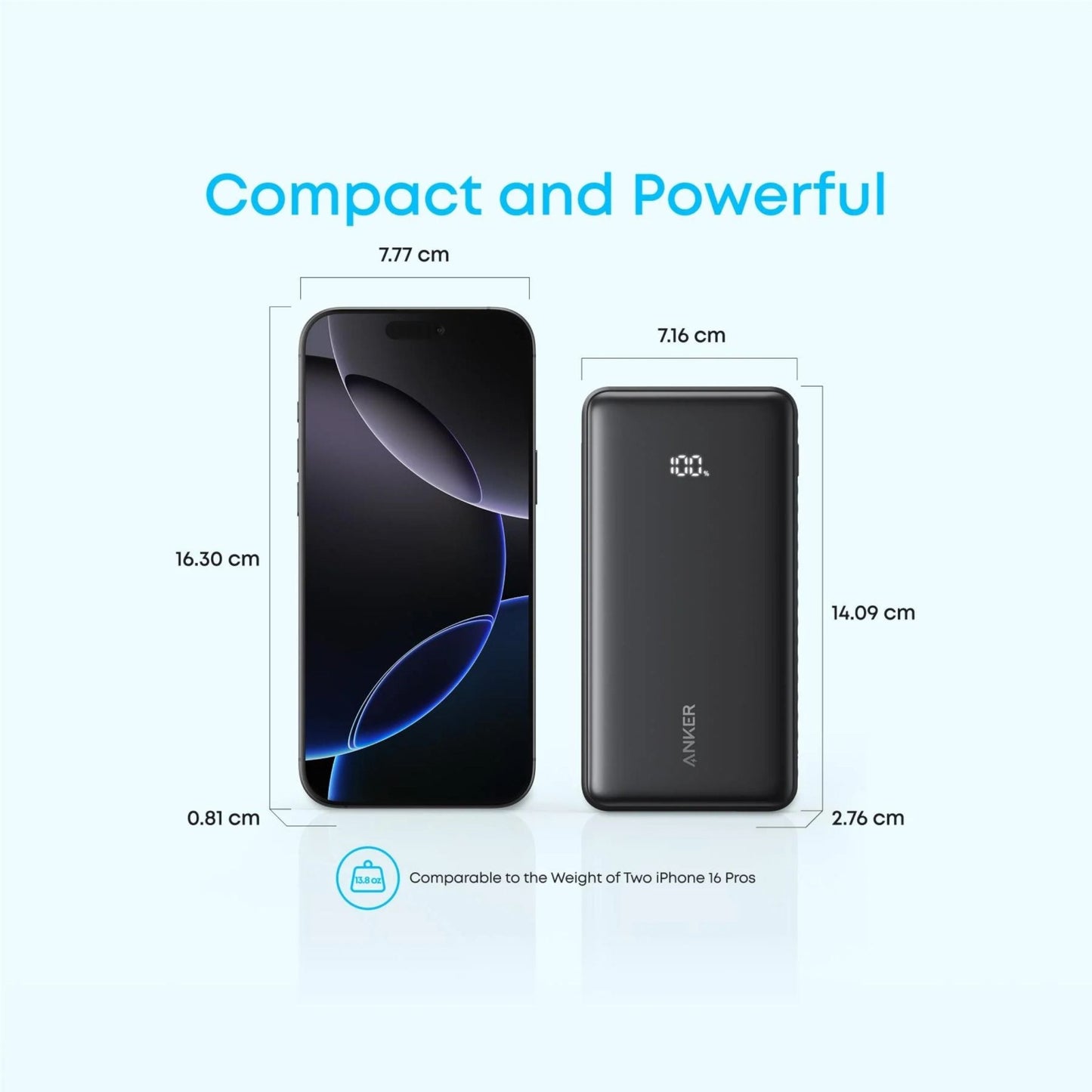 Anker 20000mAh 22.5W Power Bank with Built-in USB-C Cable - Black