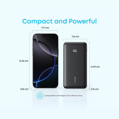 Anker 20000mAh 22.5W Power Bank with Built-in USB-C Cable - Black