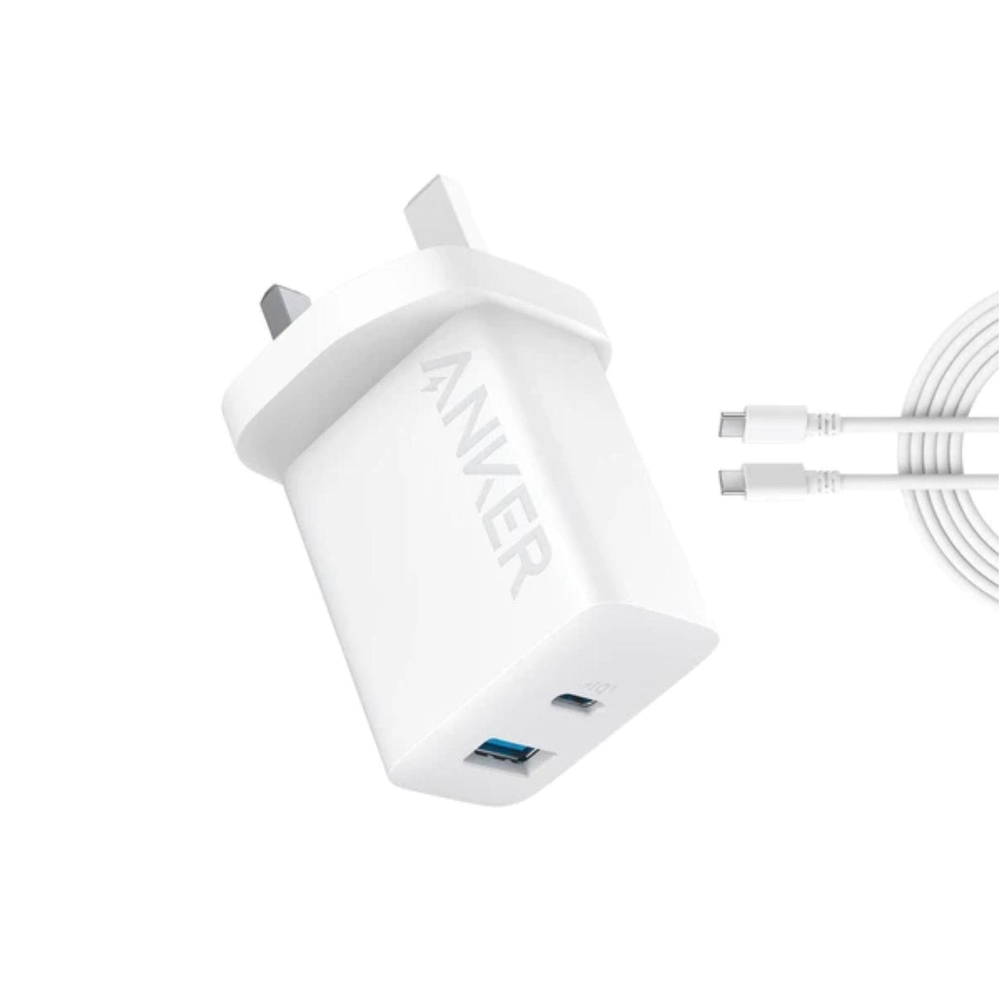 Anker 20W Dual Port High Speed Charger with USB C to USB C Cable 1.5m - White