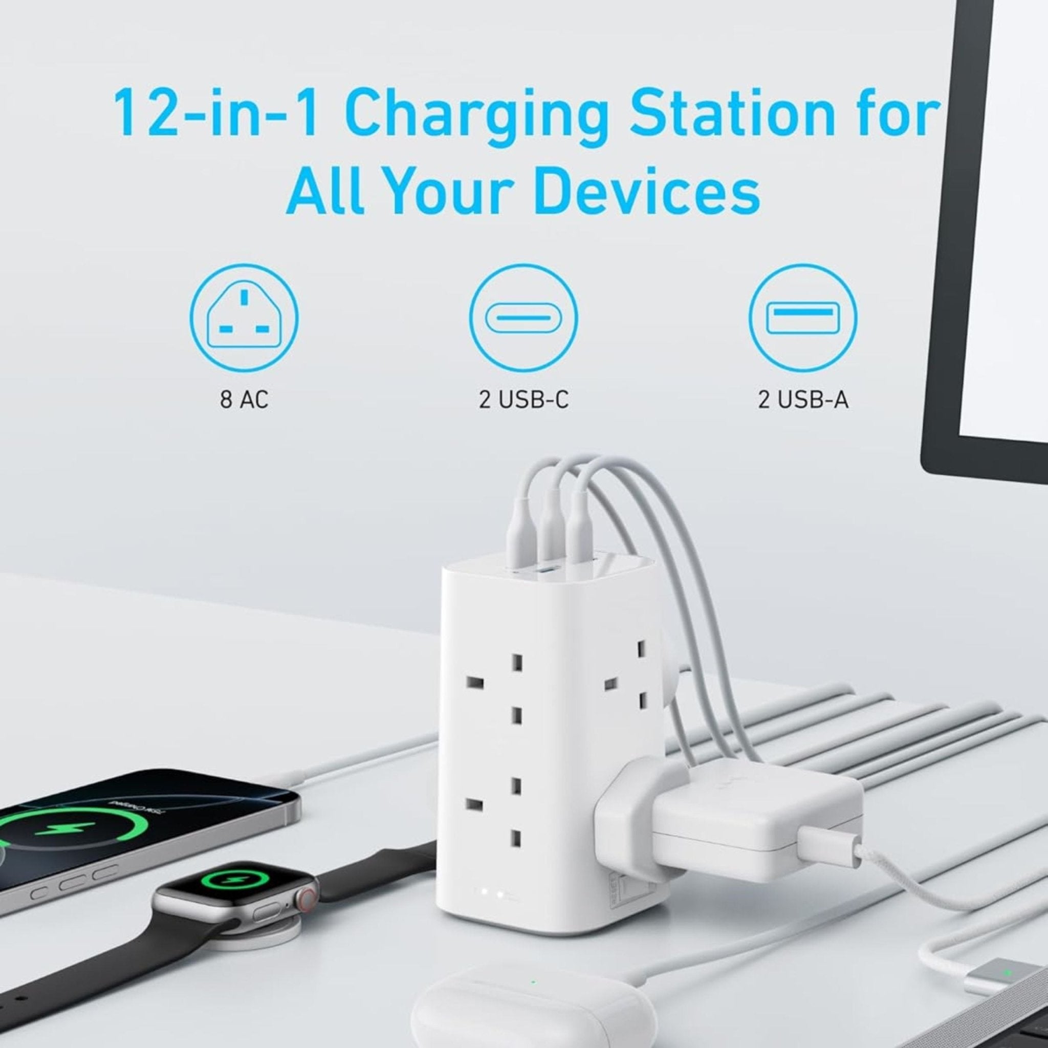Anker 20W USB C Fast Charging Power Strip - Black