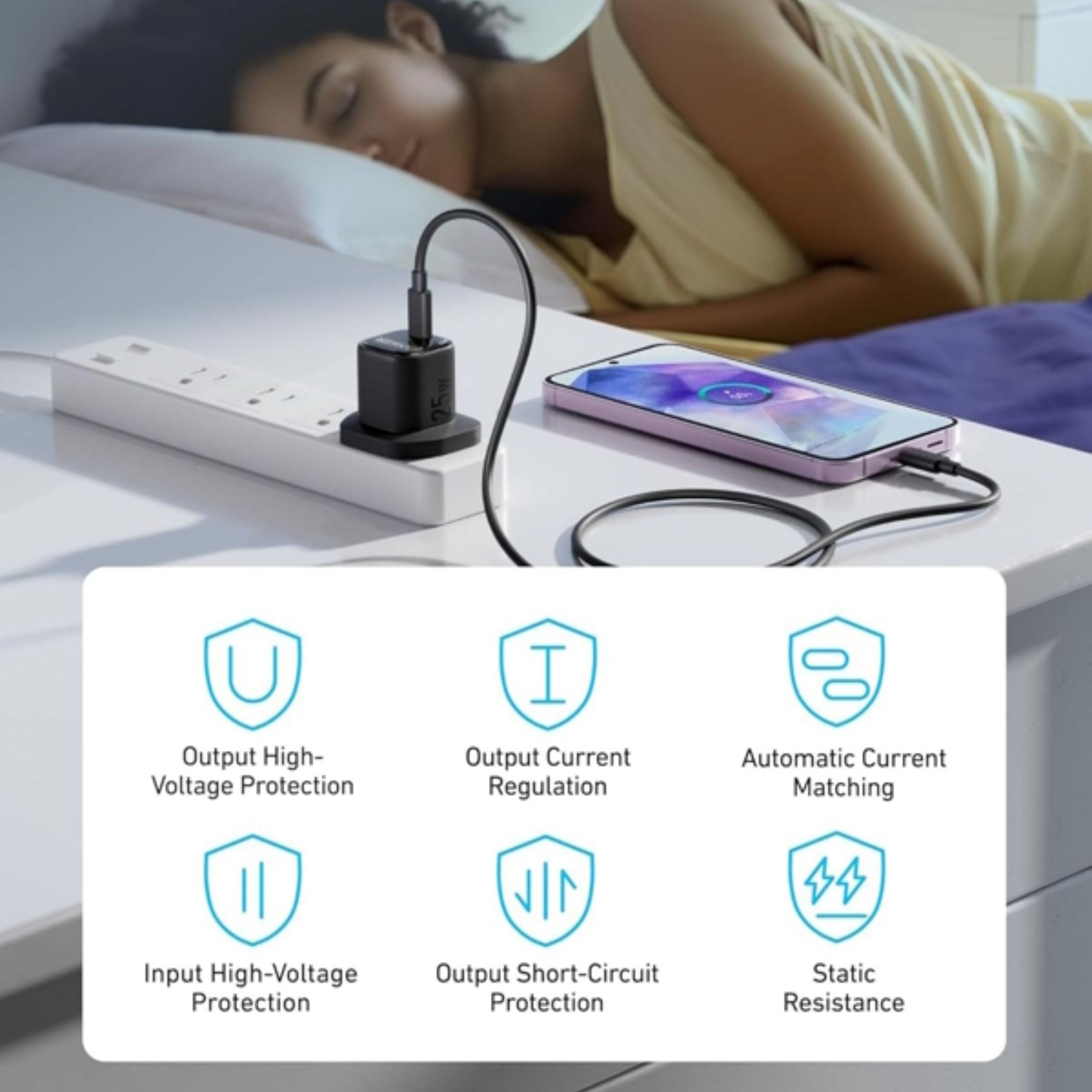 Anker 25W Charger with USB C to USB C Cable - Black